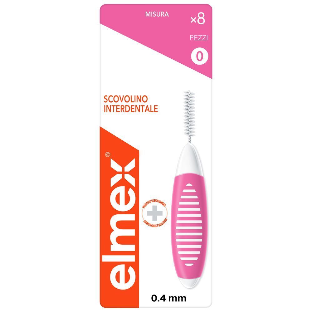 Spazzolino interdentale Elmex, 0,4 mm, rosa, confezione da 8.