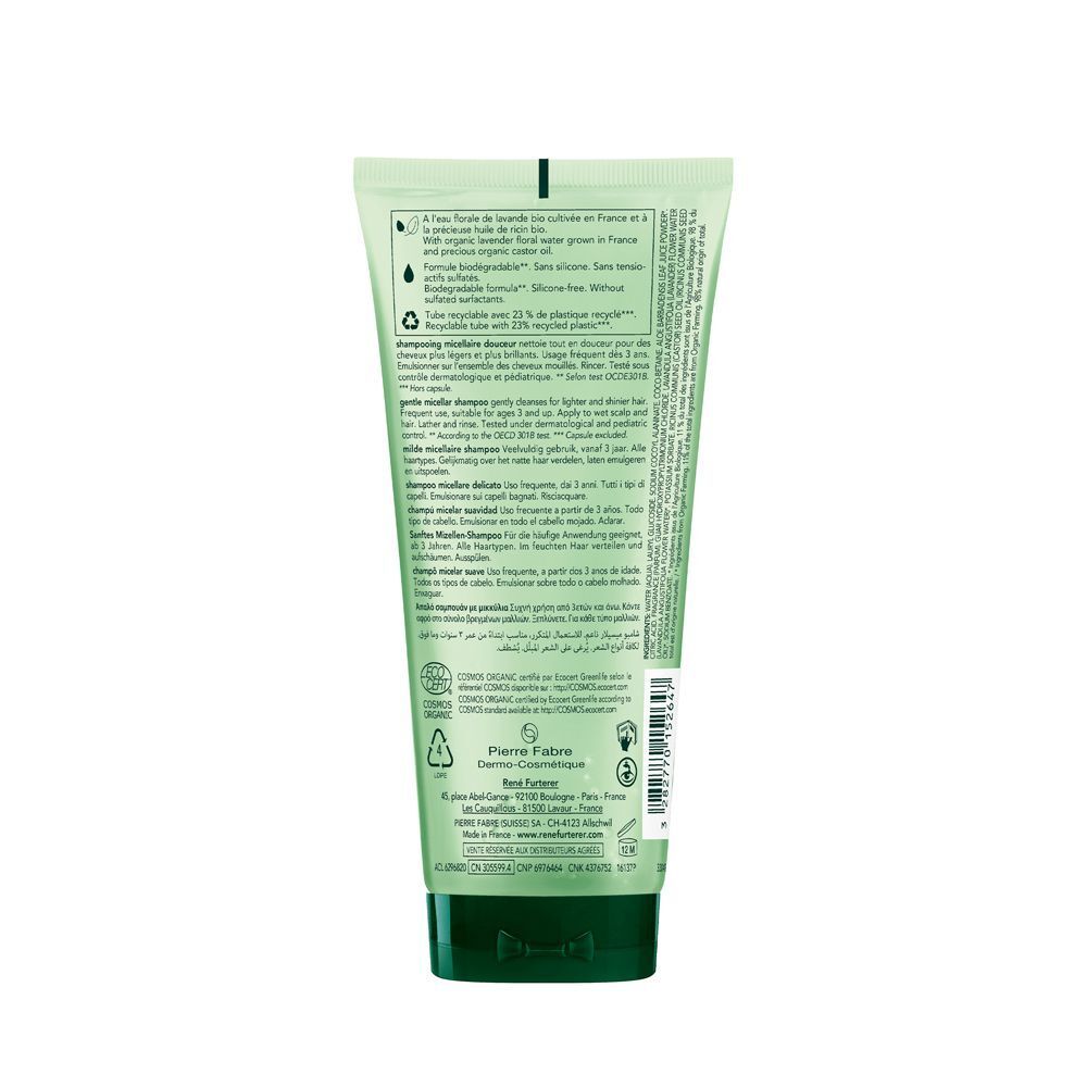 Retro del René Furterer Naturia Shampoo Micellare con ingredienti e sigilli.