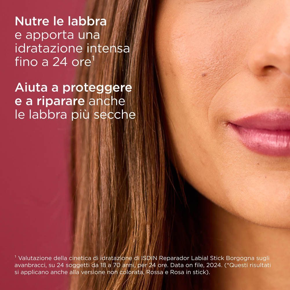 Informazioni sulle proprietà idratanti e protettive del balsamo labbra ISDIN.