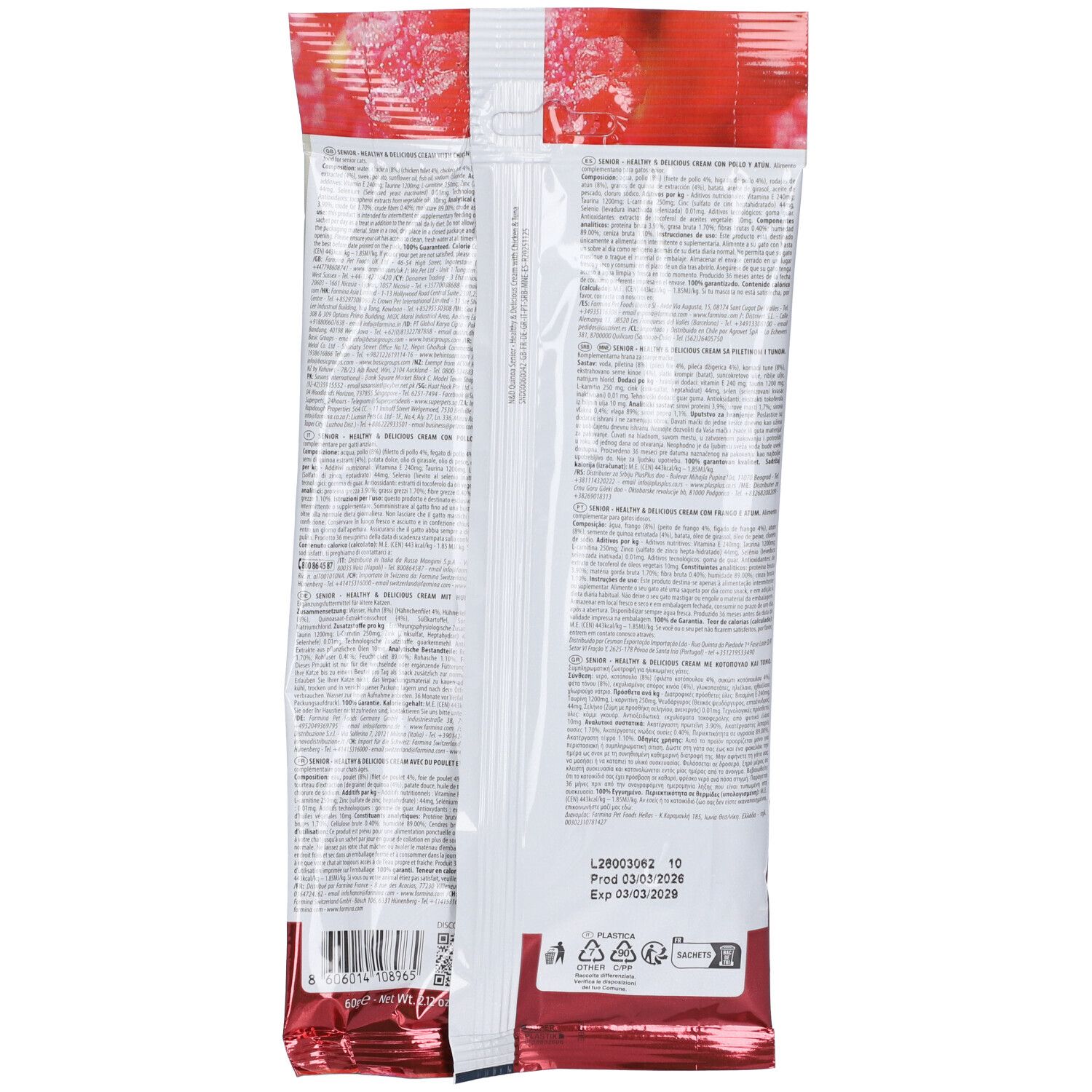 Farmina N&D Quinoa Senior Healthy & Delicious Cream con Pollo e Tonno