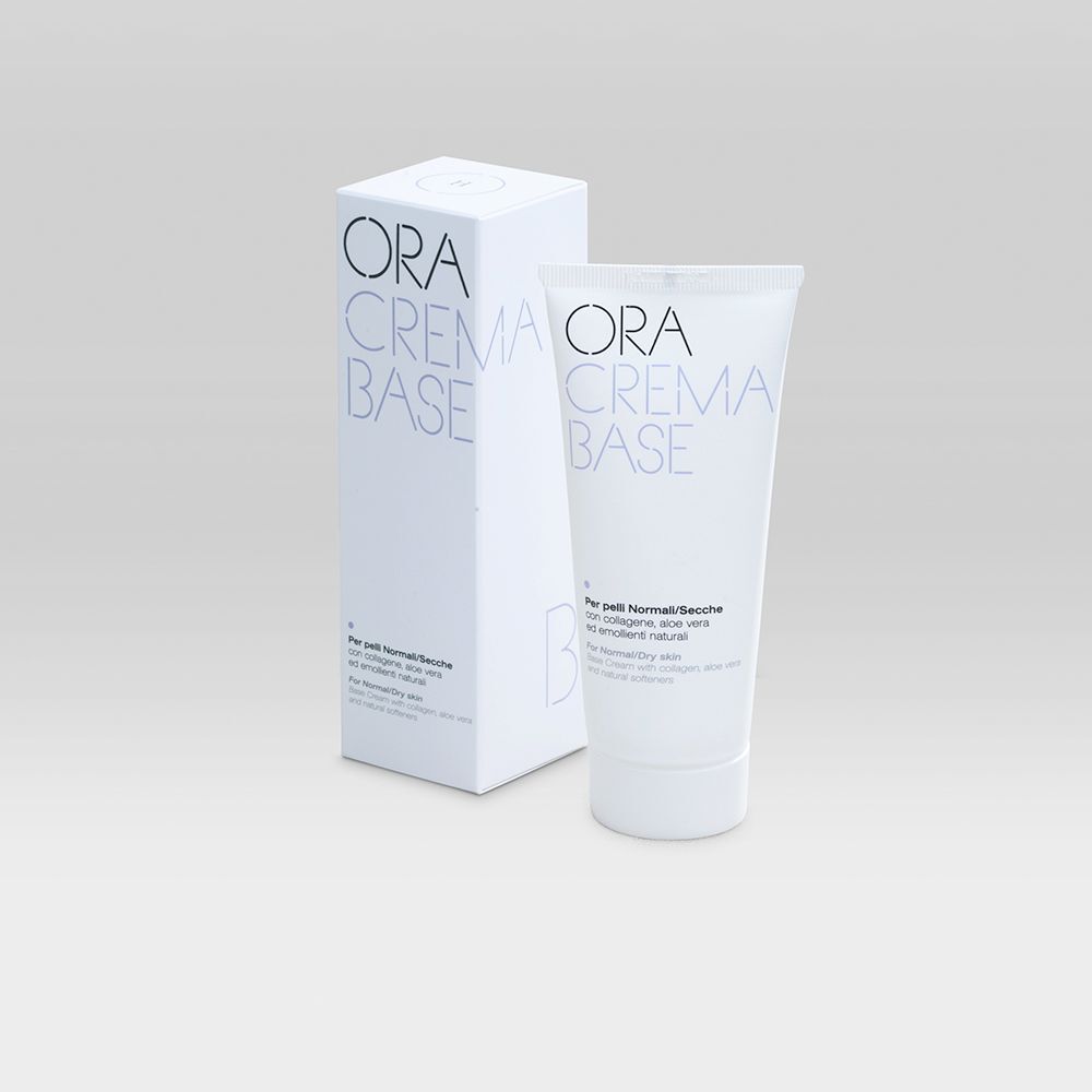 Un tubetto bianco ORA Crema Base e la sua scatola bianca.