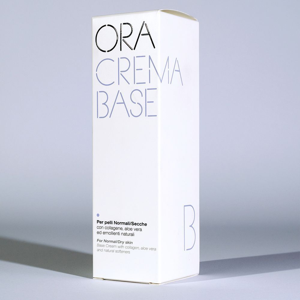 Una scatola bianca per ORA Crema Base per pelli normali e secche.