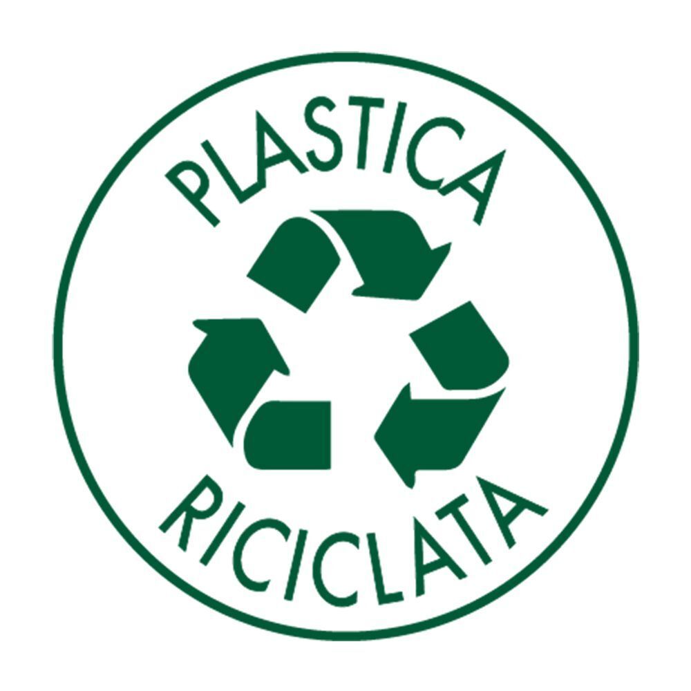 Simbolo di riciclaggio per plastica riciclata.
