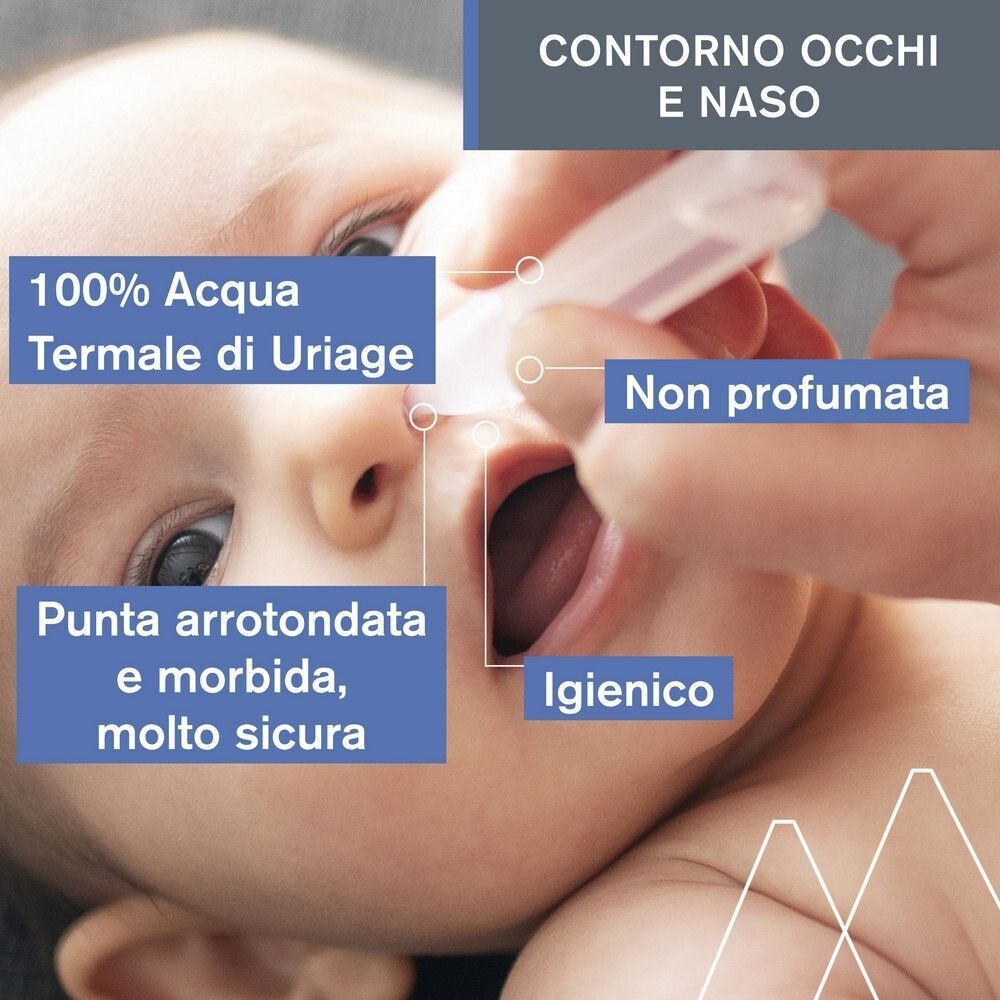 Applicazione di soluzione salina fisiologica sull'occhio di un neonato con punta morbida.