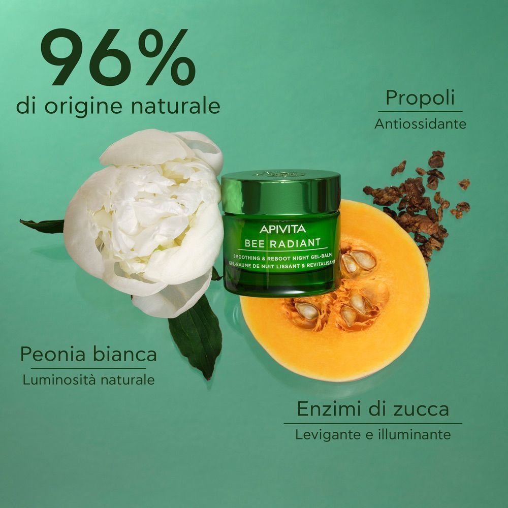 Balsamo-gel notte Apivita Bee Radiant con peonia bianca e zucca.