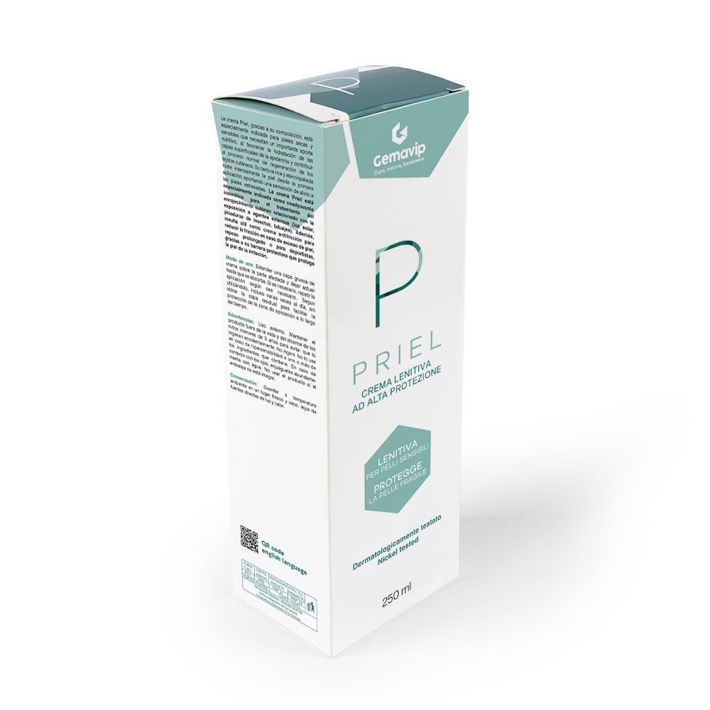 Una scatola di Priel® Crema, una crema per la pelle, con informazioni dettagliate.