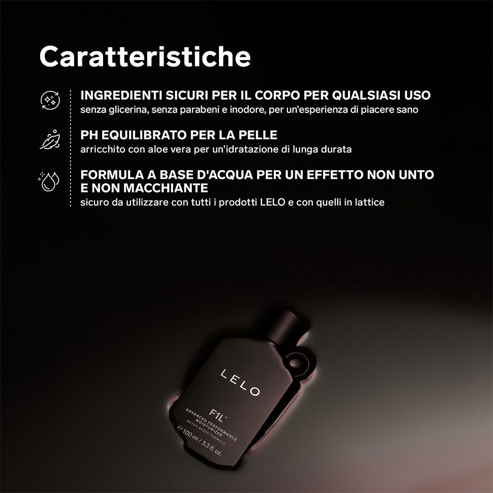 Lubrificante Lelo F1L: caratteristiche come ingredienti sicuri e formula a base d'acqua.