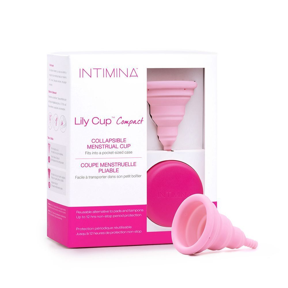 Confezione INTIMINA Lily Cup Compact, una coppetta estratta.