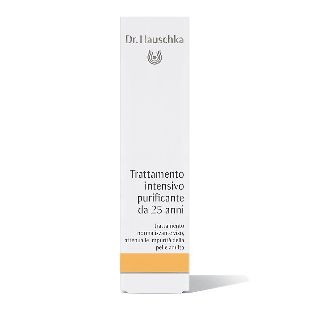 Confezione del Trattamento Intensivo Purificante Dr. Hauschka da 25 anni, con descrizione prodotto in italiano.