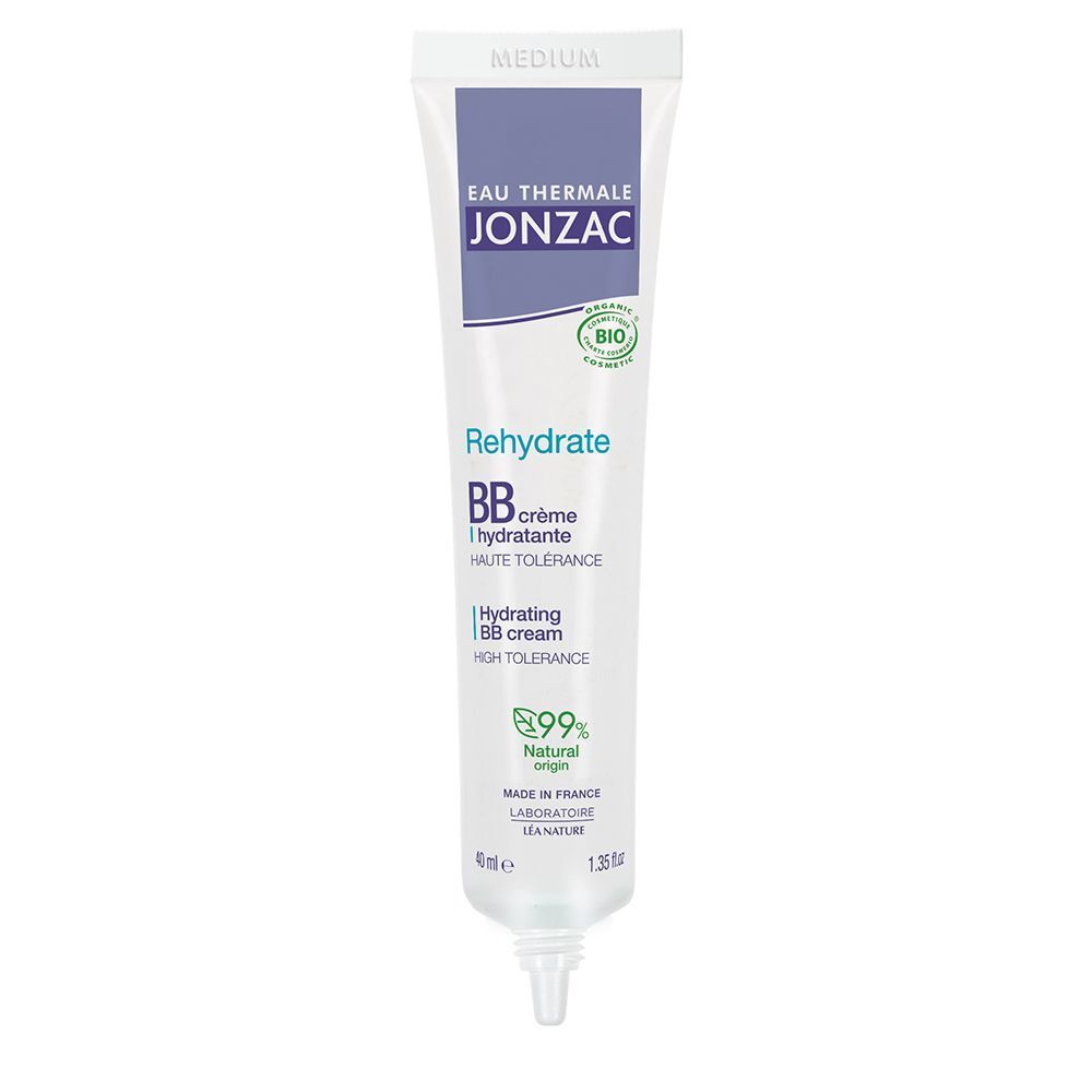 Tubo di BB cream idratante Eau Thermale Jonzac, Medium, SPF 10, 40ml, 99% di origine naturale.