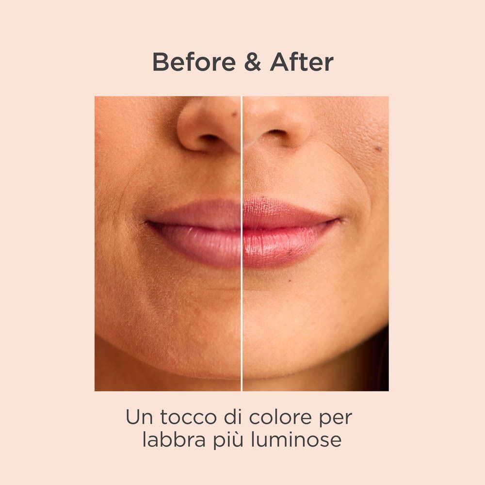 Confronto prima e dopo delle labbra trattate con ISDIN Reparador Labial.