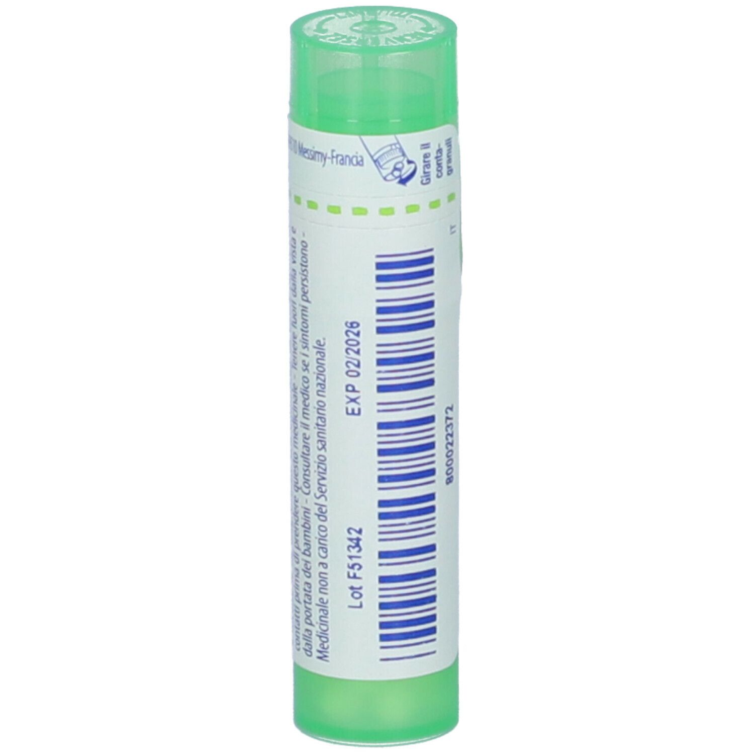 Confezione cilindrica verde. Scritta: Equisetum hiemale 5 ch. Scadenza 02/2026.