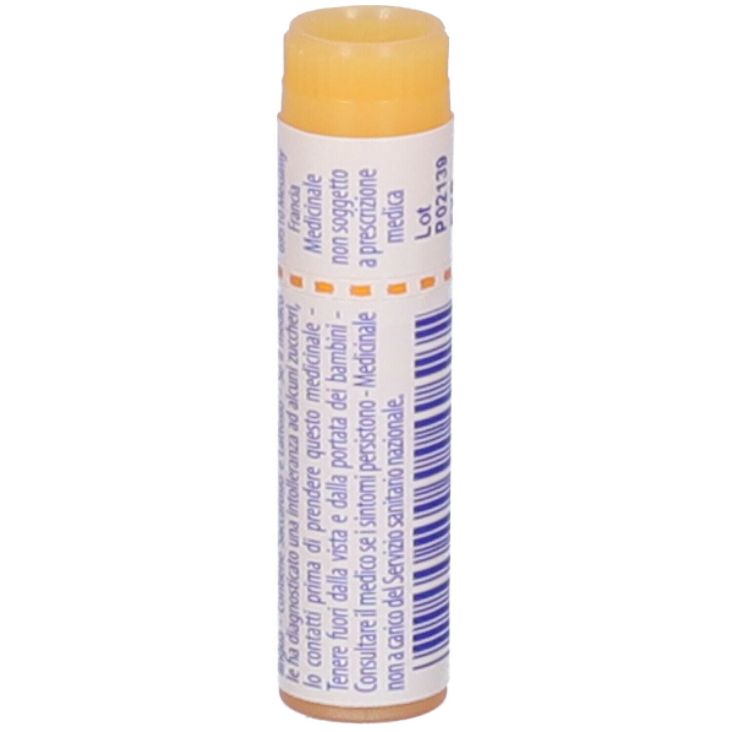 Confezione cilindrica Lac caninum 10 mk. Coperchio arancione, parte bianca con testo. Non soggetto a prescrizione.