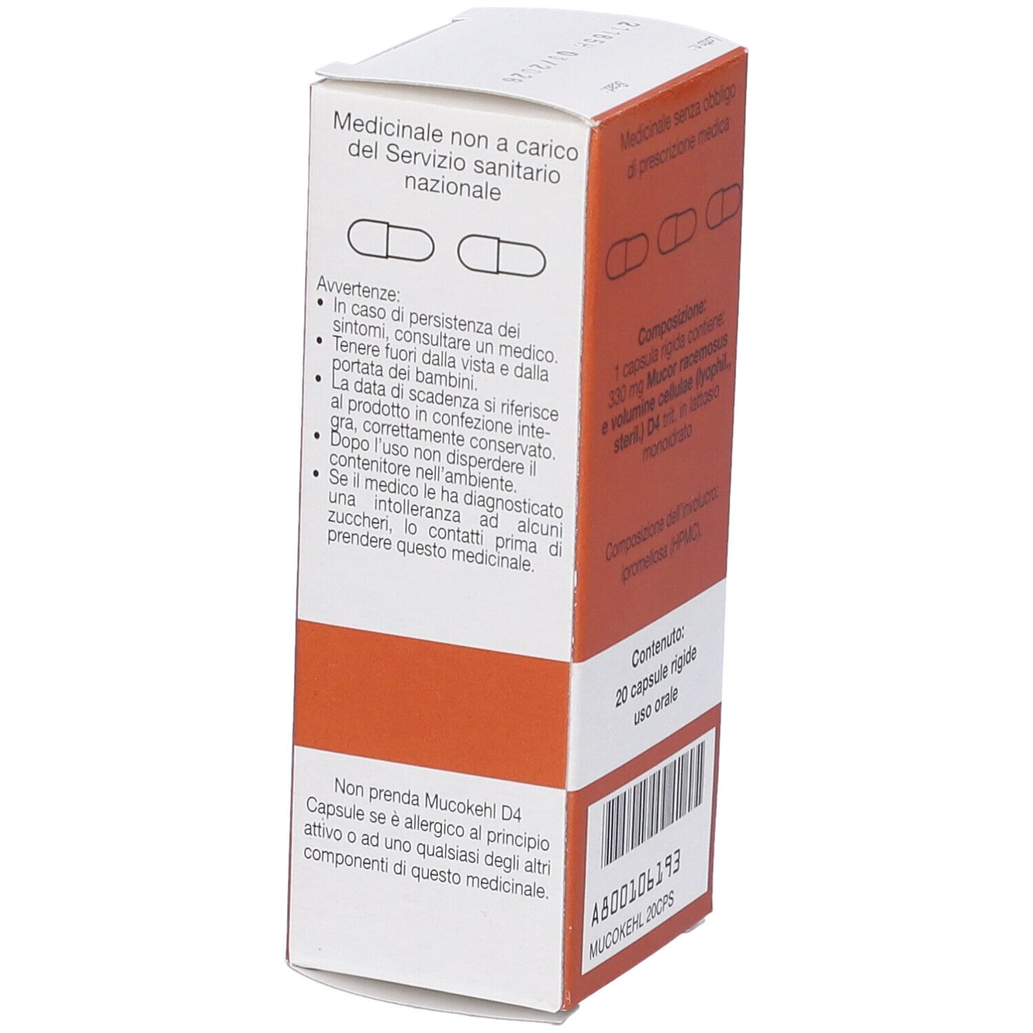 Scatola con testo in italiano. Contiene avvertenze e informazioni sull'uso.