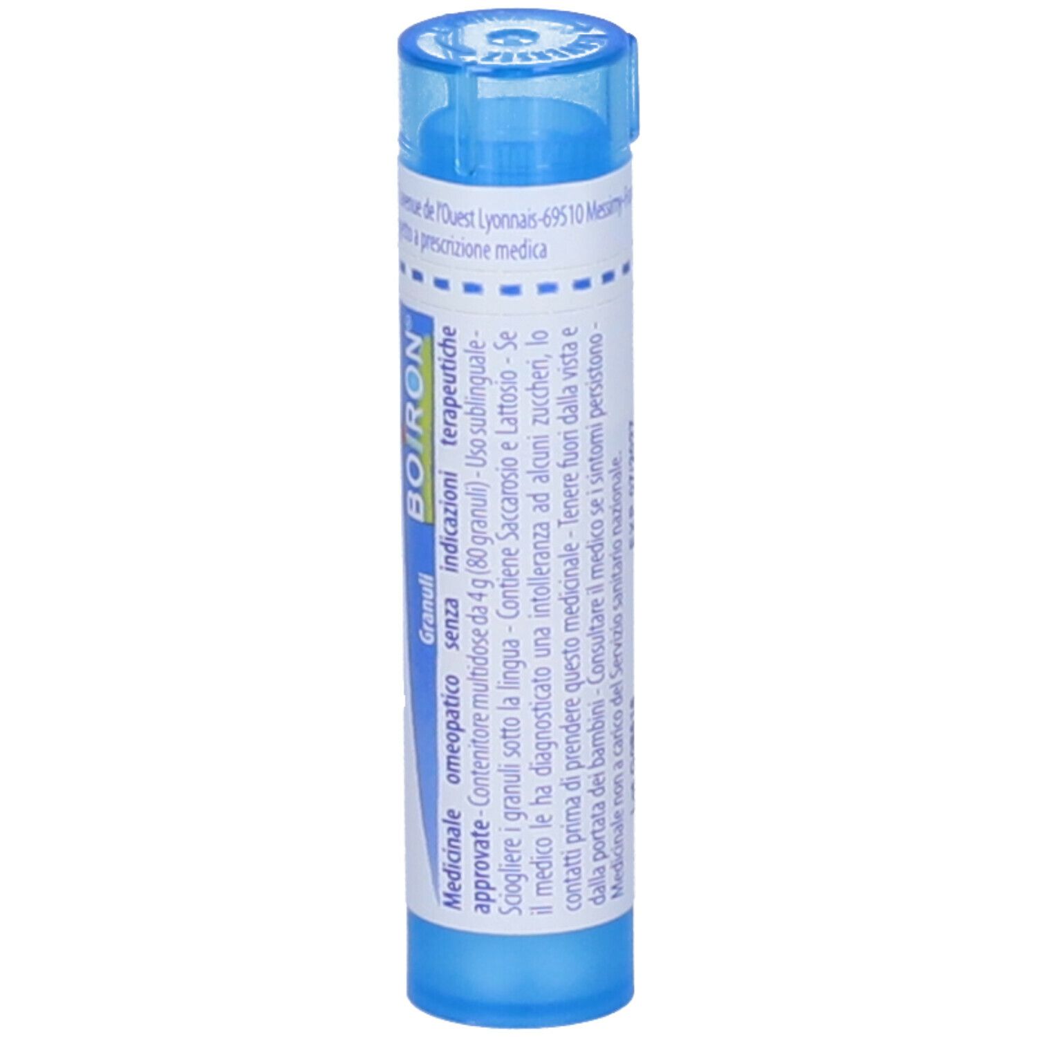 Tubo blu con scritta bianca 'Kalium iodatum 9 ch' e 'BOIRON'.