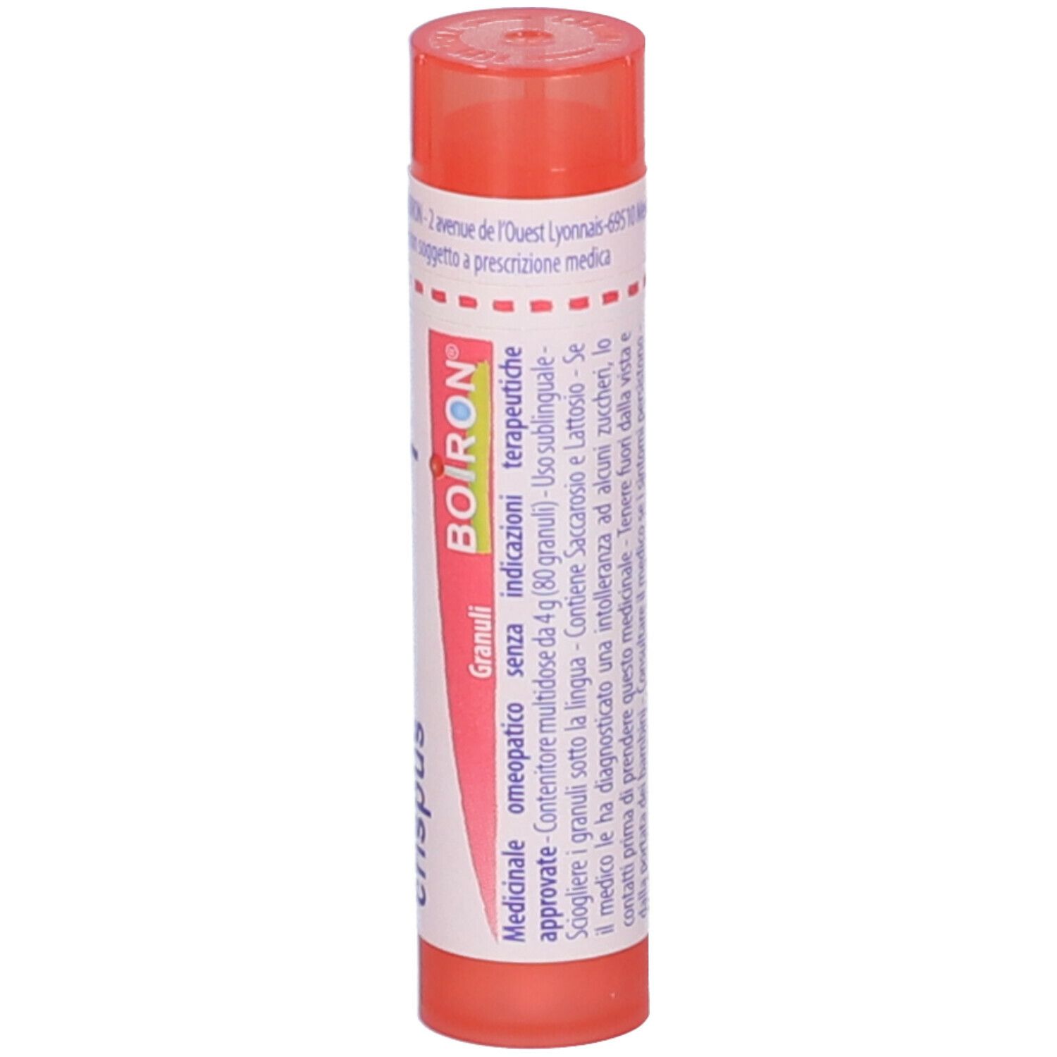 Confezione cilindrica con 'Rumex crispus' e 'BOIRON'.