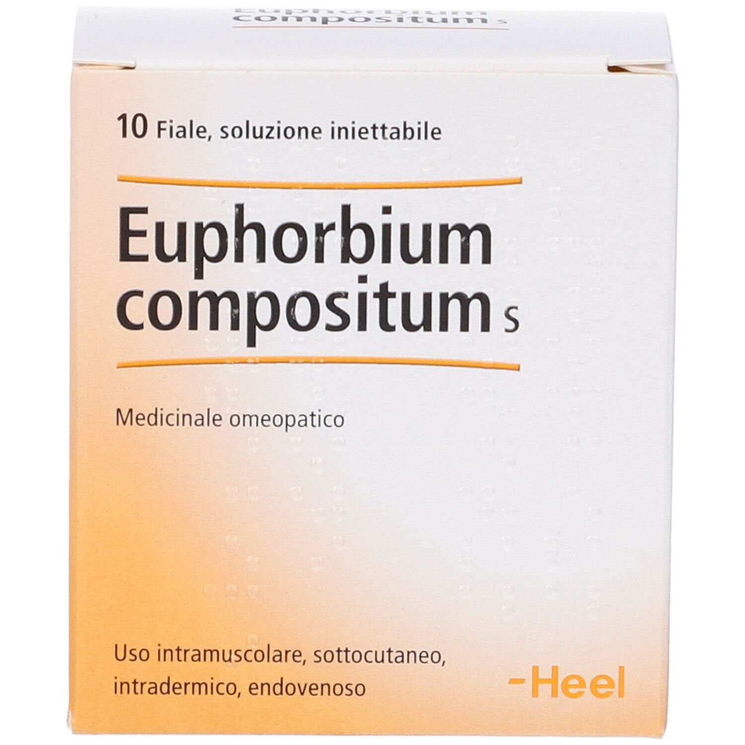 Scatola "Euphorbium compositum s". 10 fiale, soluzione iniettabile. Marchio Heel. Prodotto medico.