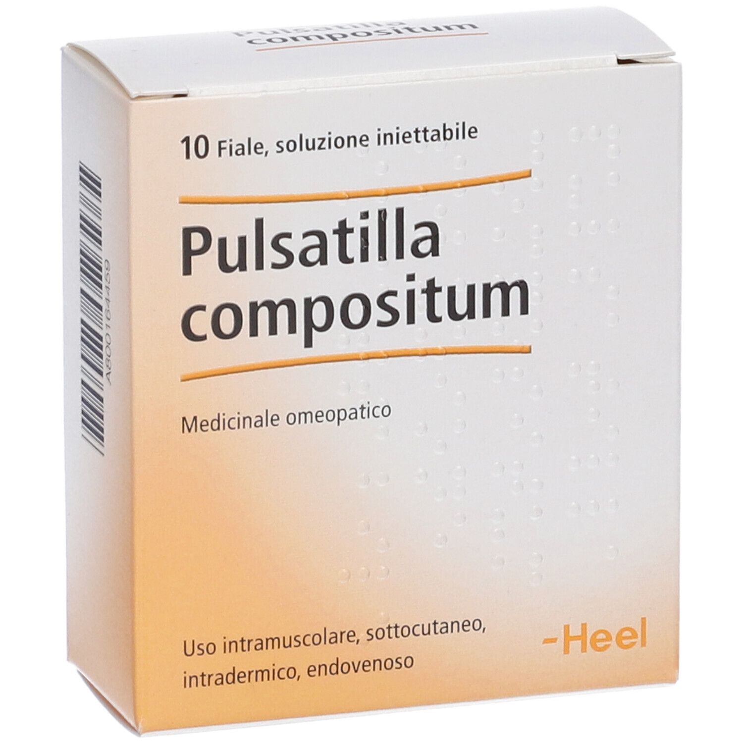 Scatola Pulsatilla compositum. 10 fiale, soluzione iniettabile. Marchio -Heel.