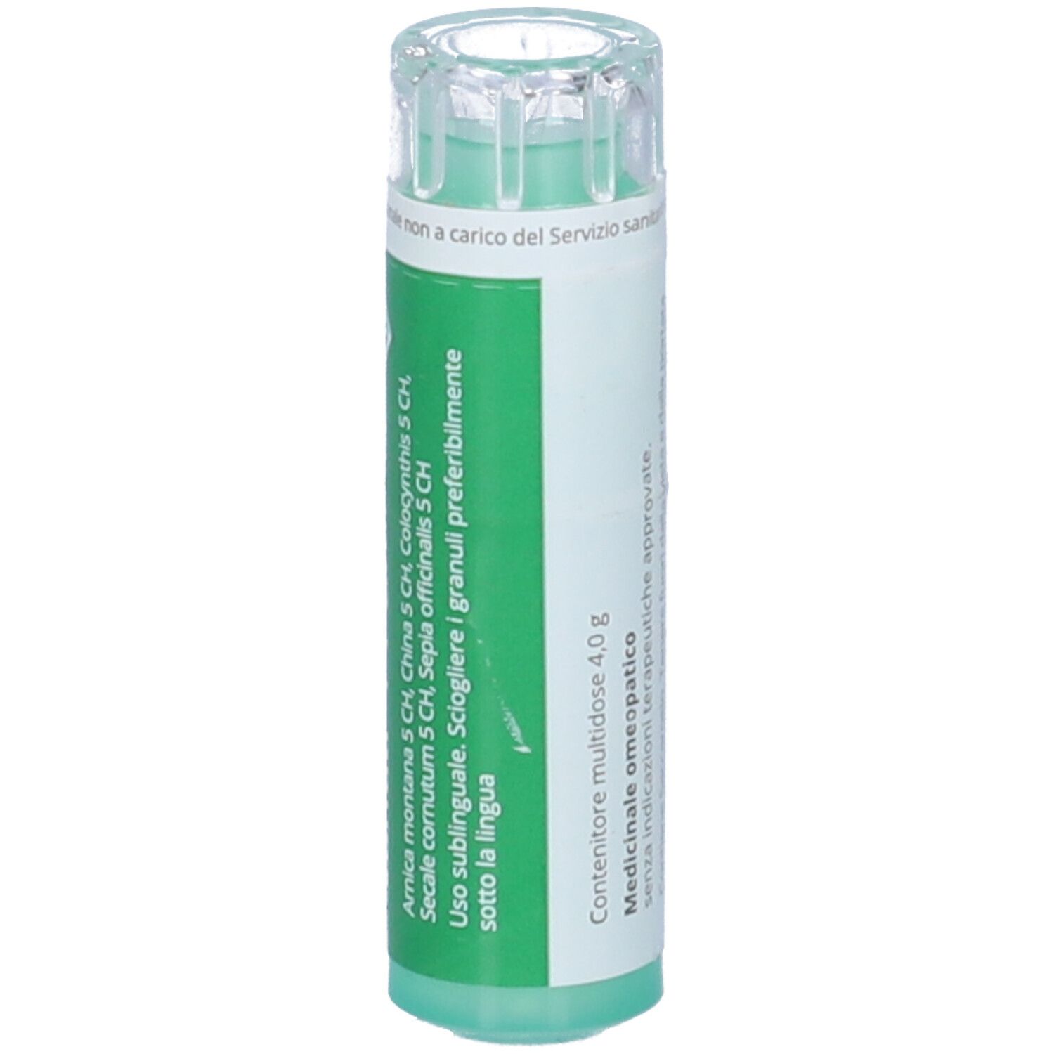 Confezione cilindrica con etichetta verde. Scritta: Vanda. Contenuto 4,0g. Tappo trasparente. Prodotto medico.