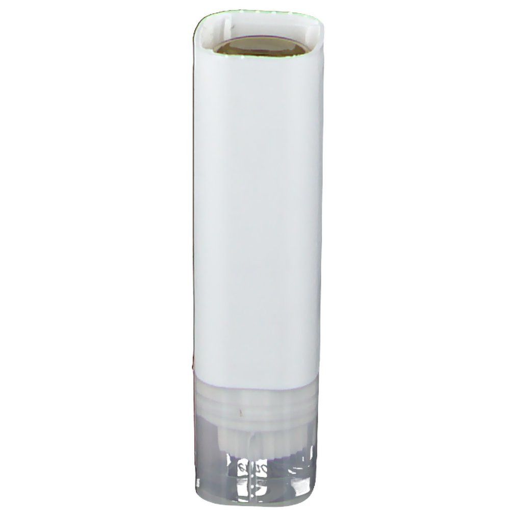 Confezione cilindrica bianca con fondo trasparente. Apertura superiore aperta con contenuto. Nessuna altra scritta visibile.