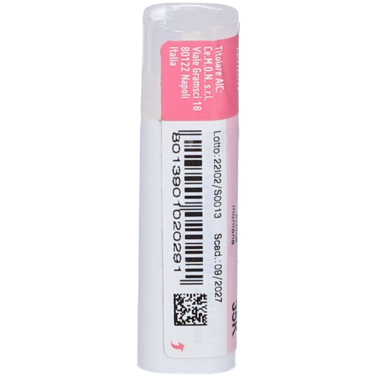 Confezione cilindrica con fascia rosa. Sulla fascia: testo e logo. Scritta: Arnica Montana dynamis 35K. Confezione bianca.