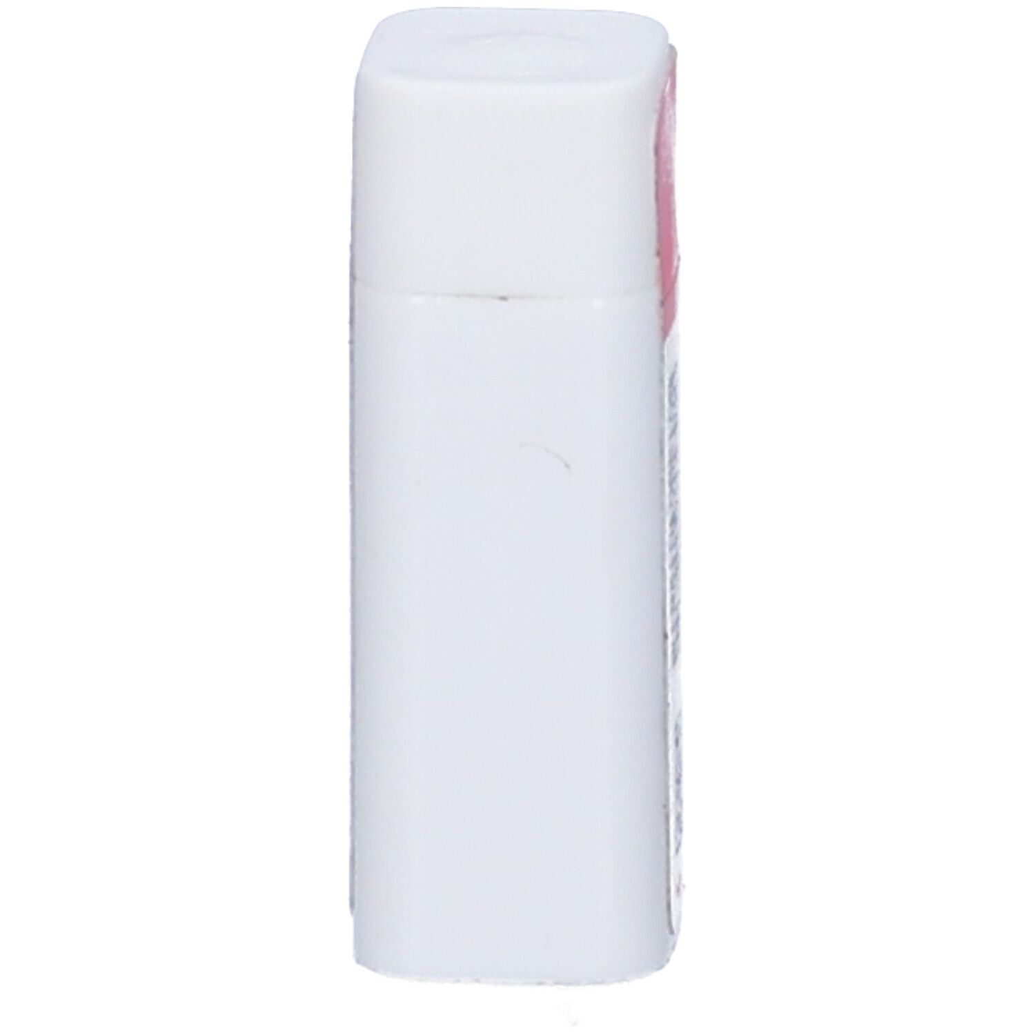 Flacone cilindrico bianco. Tappo rosa. Nessun altro dettaglio visibile.