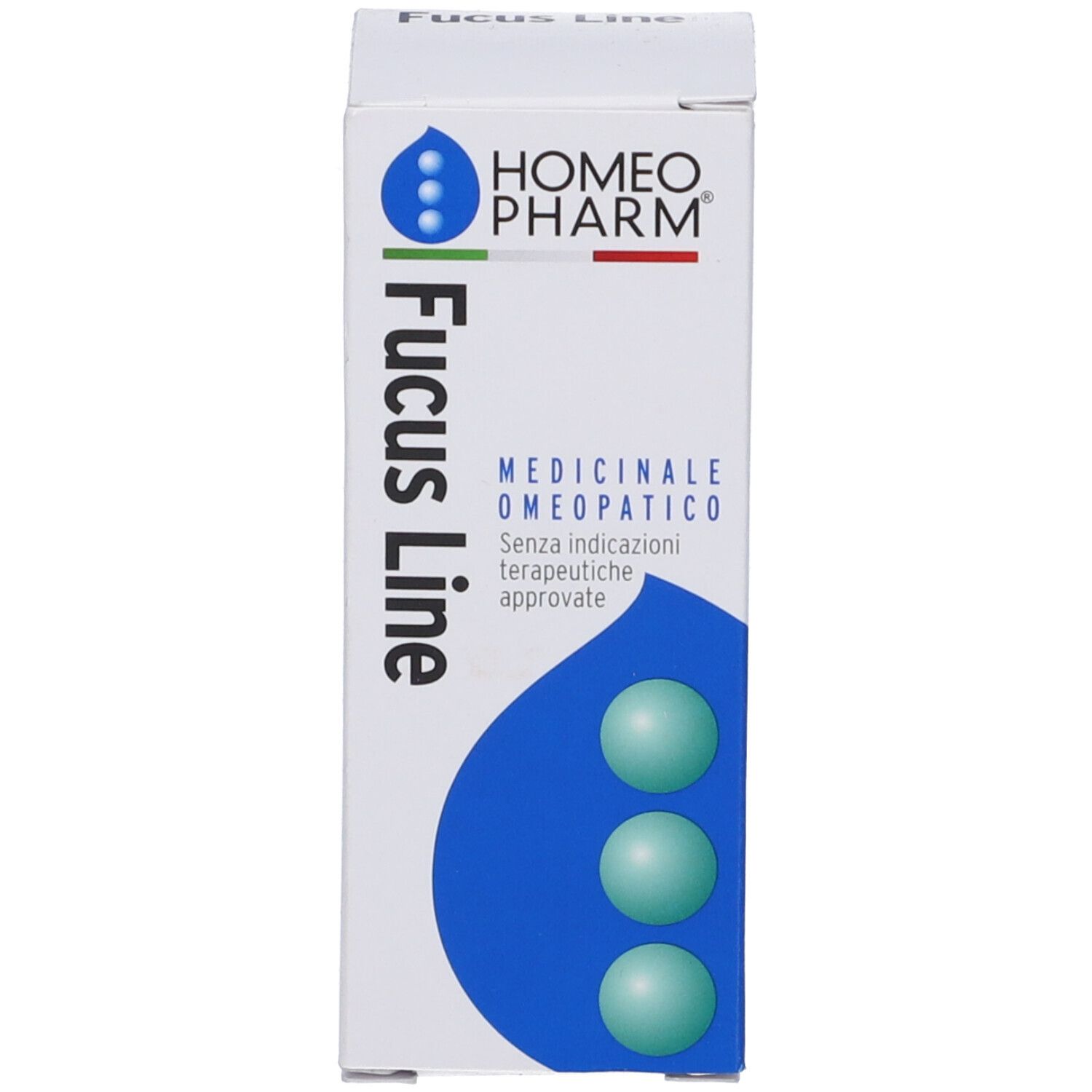 Confezione in cartone con nome e logo del prodotto. Gocce medicinali.