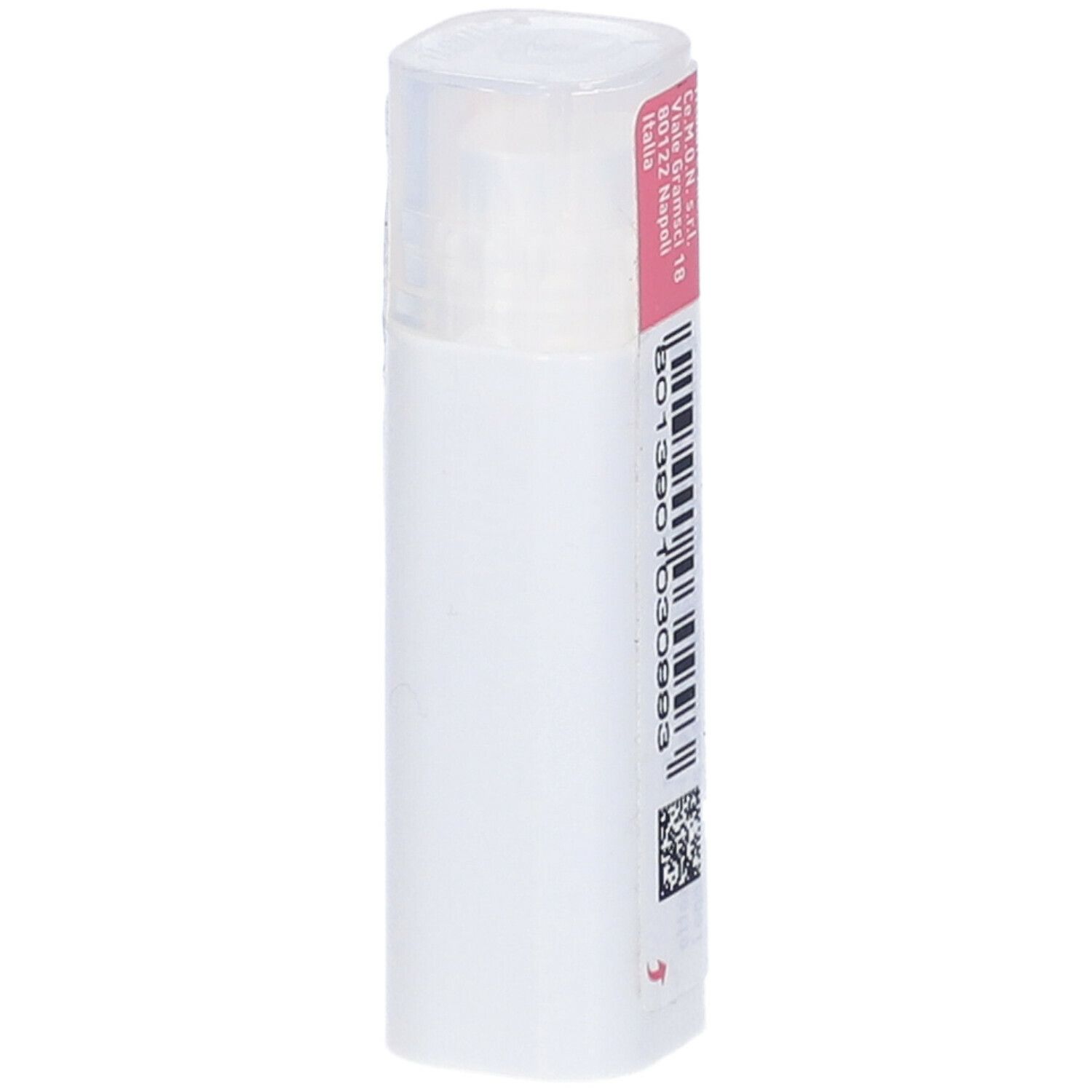 Confezione cilindrica con etichetta rosa. Codice a barre e testo. Scritta: cemon.