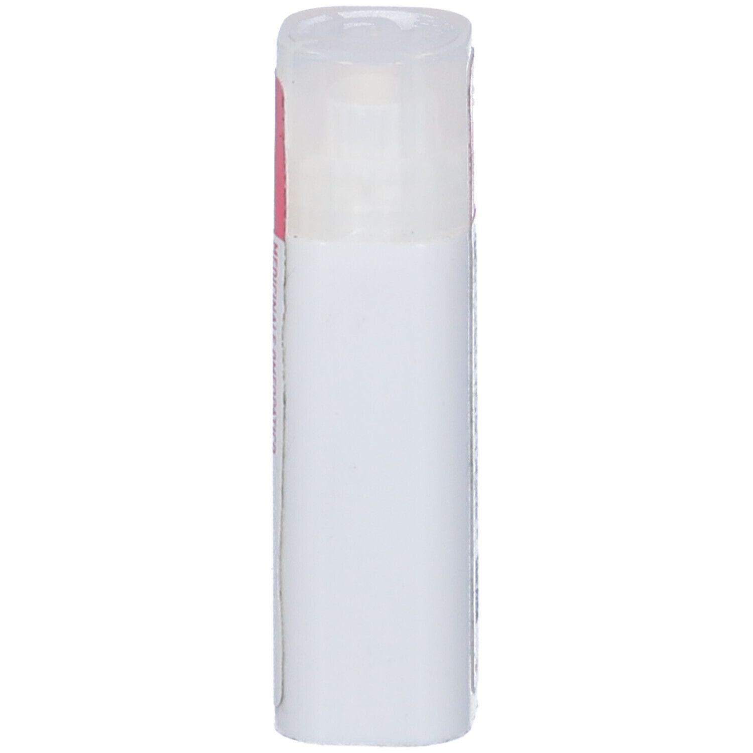 Confezione cilindrica, bianca con coperchio rosa. Nessuna informazione sul prodotto visibile.