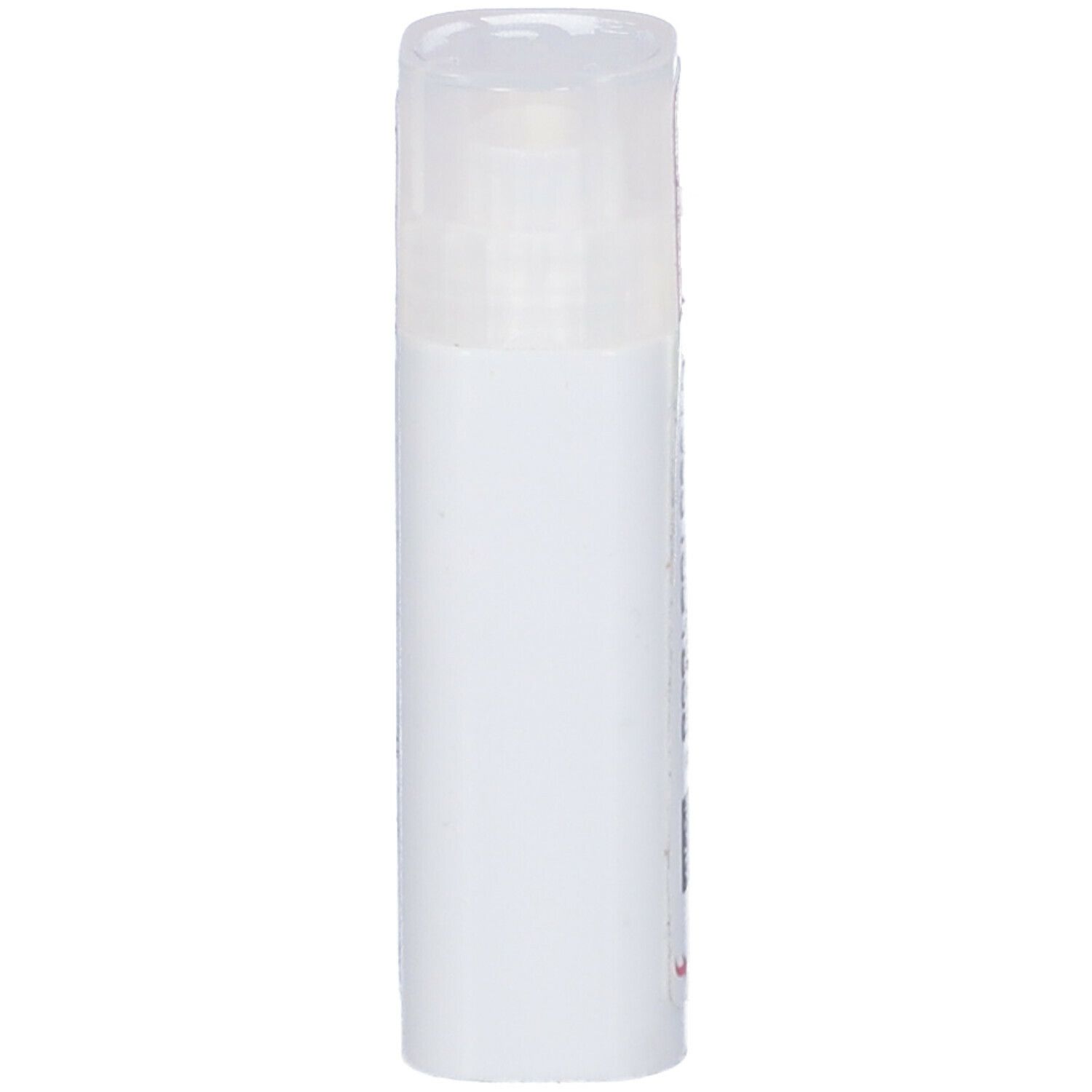 Confezione cilindrica bianca con tappo trasparente. Nessuna scritta visibile.