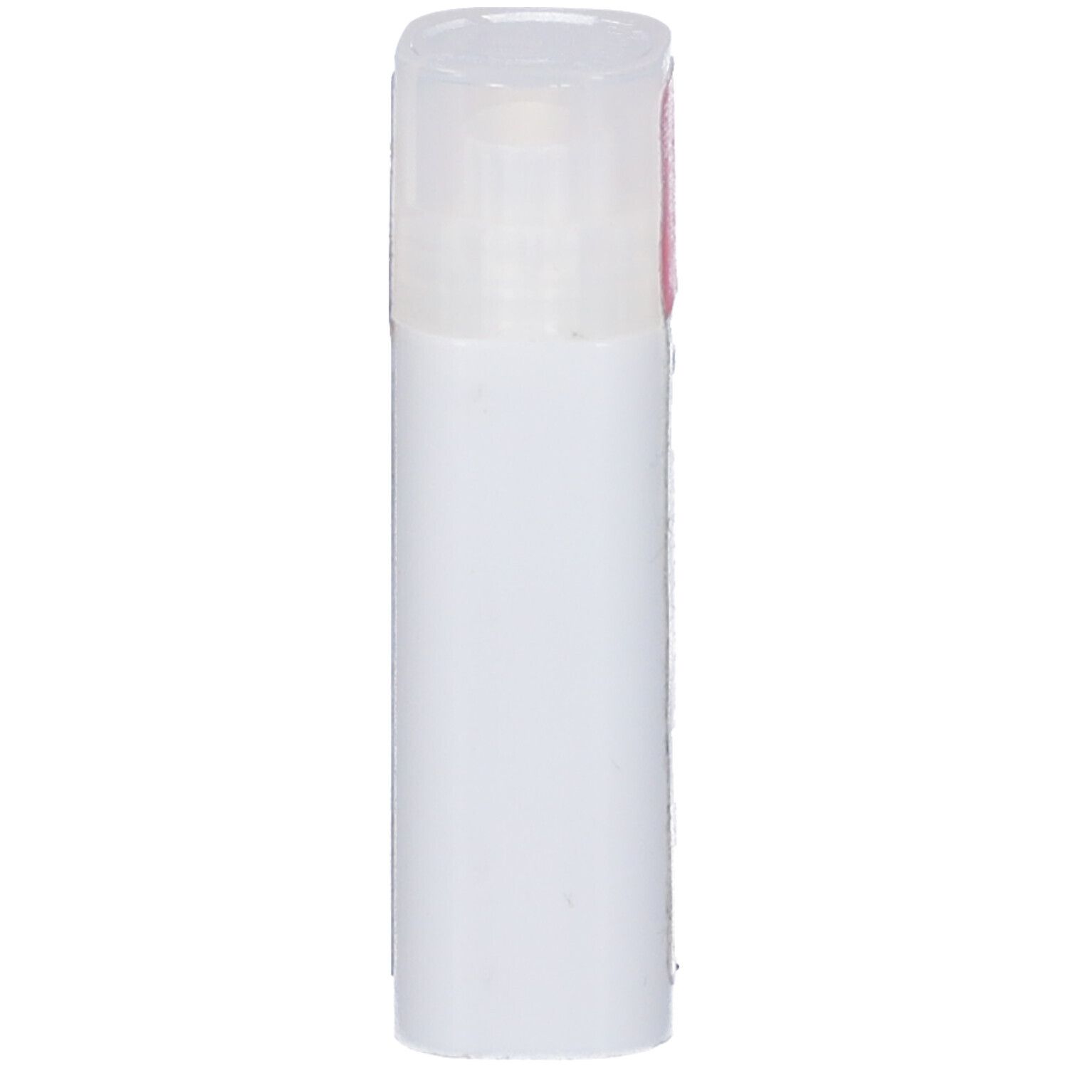Confezione cilindrica bianca con coperchio trasparente. Nessuna scritta visibile.