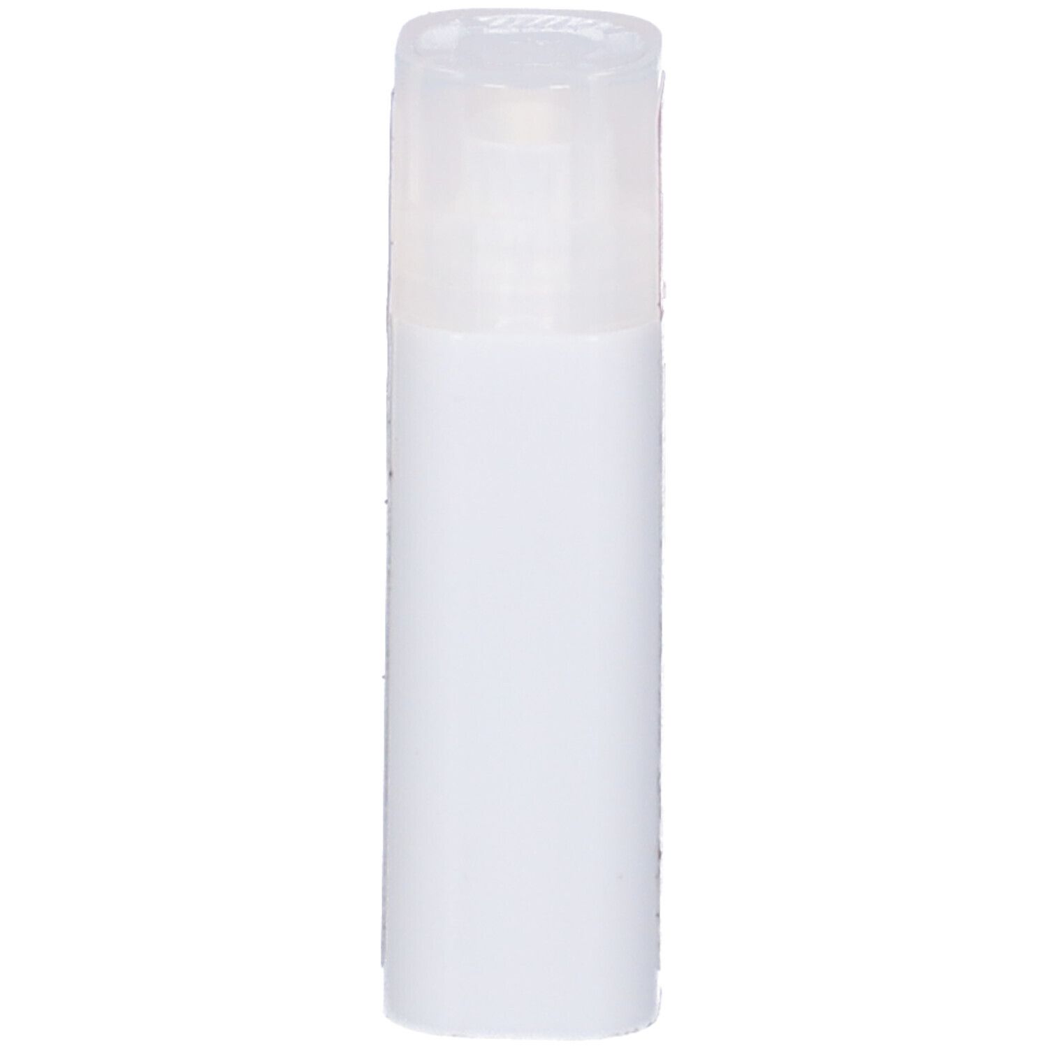 Flacone cilindrico bianco con coperchio trasparente. Nessun altro dettaglio visibile.