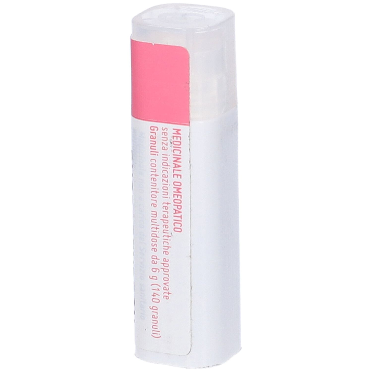 Flacone cilindrico con etichetta rosa. L'etichetta riporta "Rhododendron Chrysan 30CH".