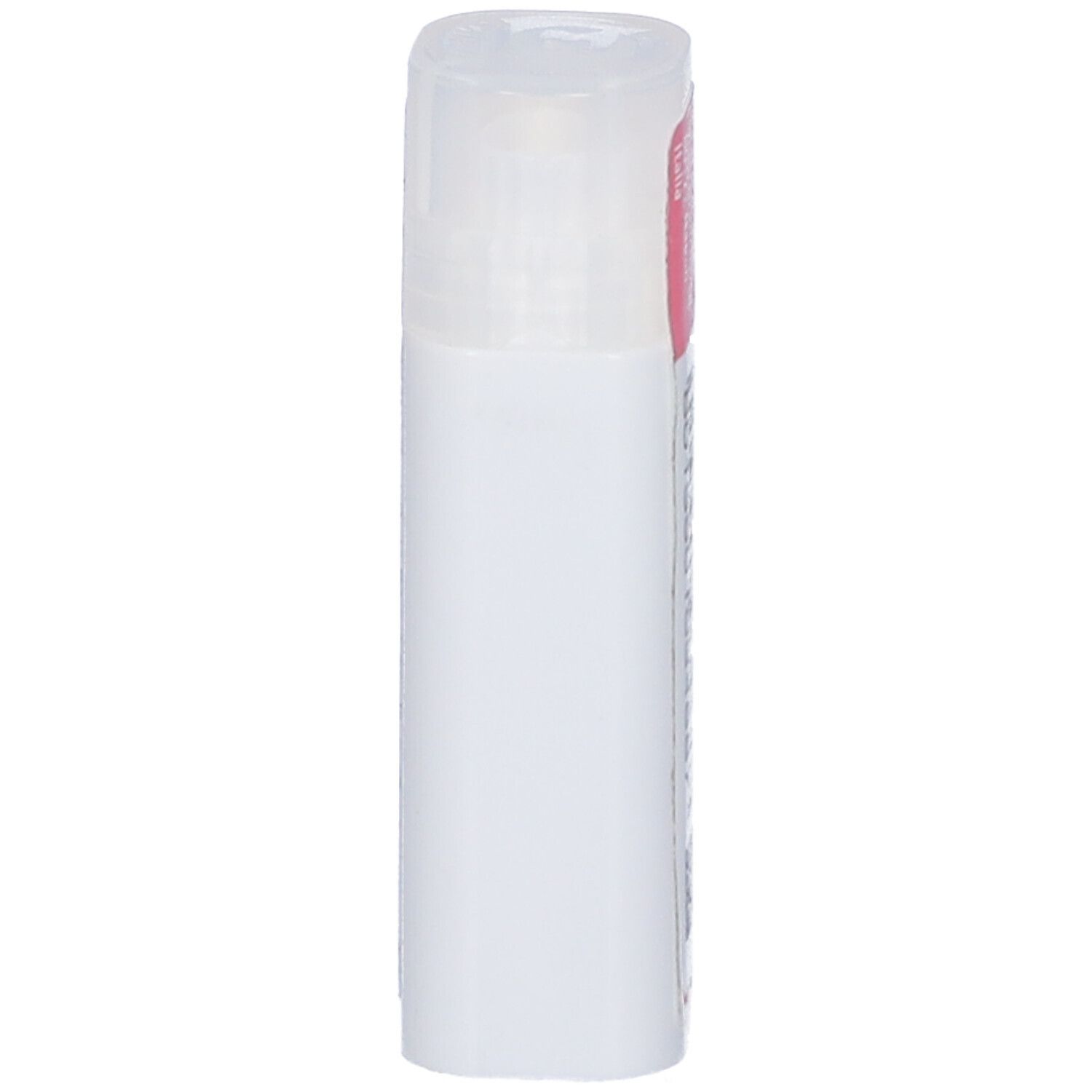 Confezione cilindrica bianca con coperchio trasparente. Nessuna informazione visibile sul prodotto.