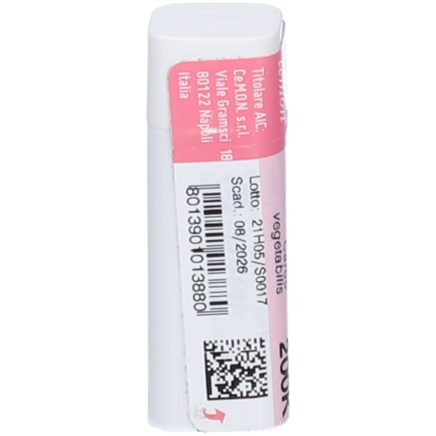Flacone bianco con etichetta rosa. Scritte: Carbo vegetabilis 200K, dynamis.