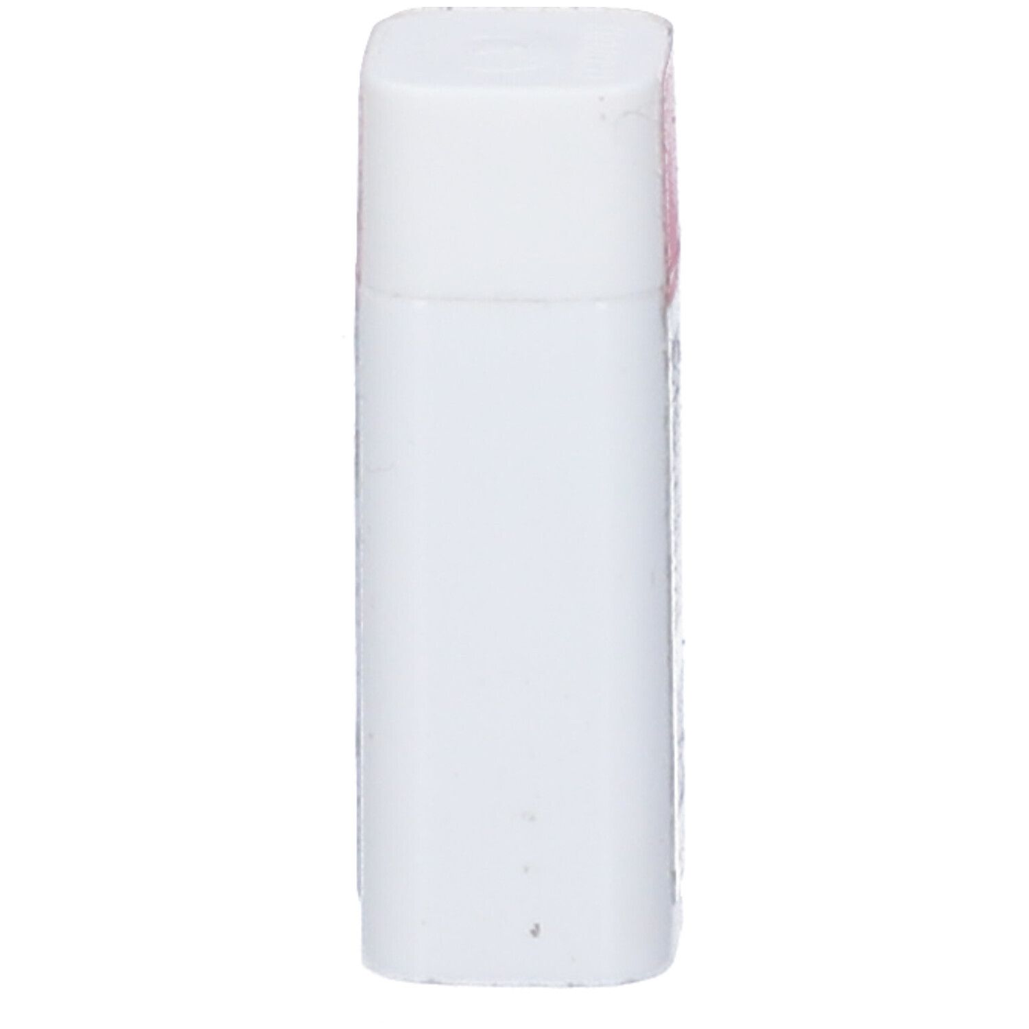 Confezione cilindrica bianca, rettangolare. Parte superiore con etichetta rosa. Nessun altro dettaglio visibile.