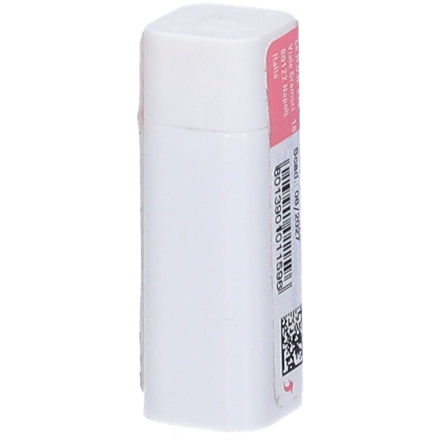Confezione rettangolare bianca con coperchio rosa. Scritta: cemon. Etichetta con testo e codice a barre.