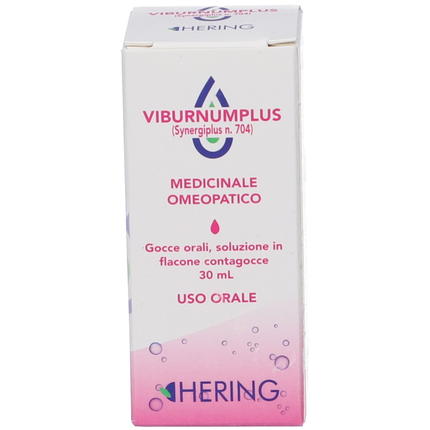 Scatola con scritta: Viburnumplus (Synergiplus n. 704). Hering. Flacone accanto.