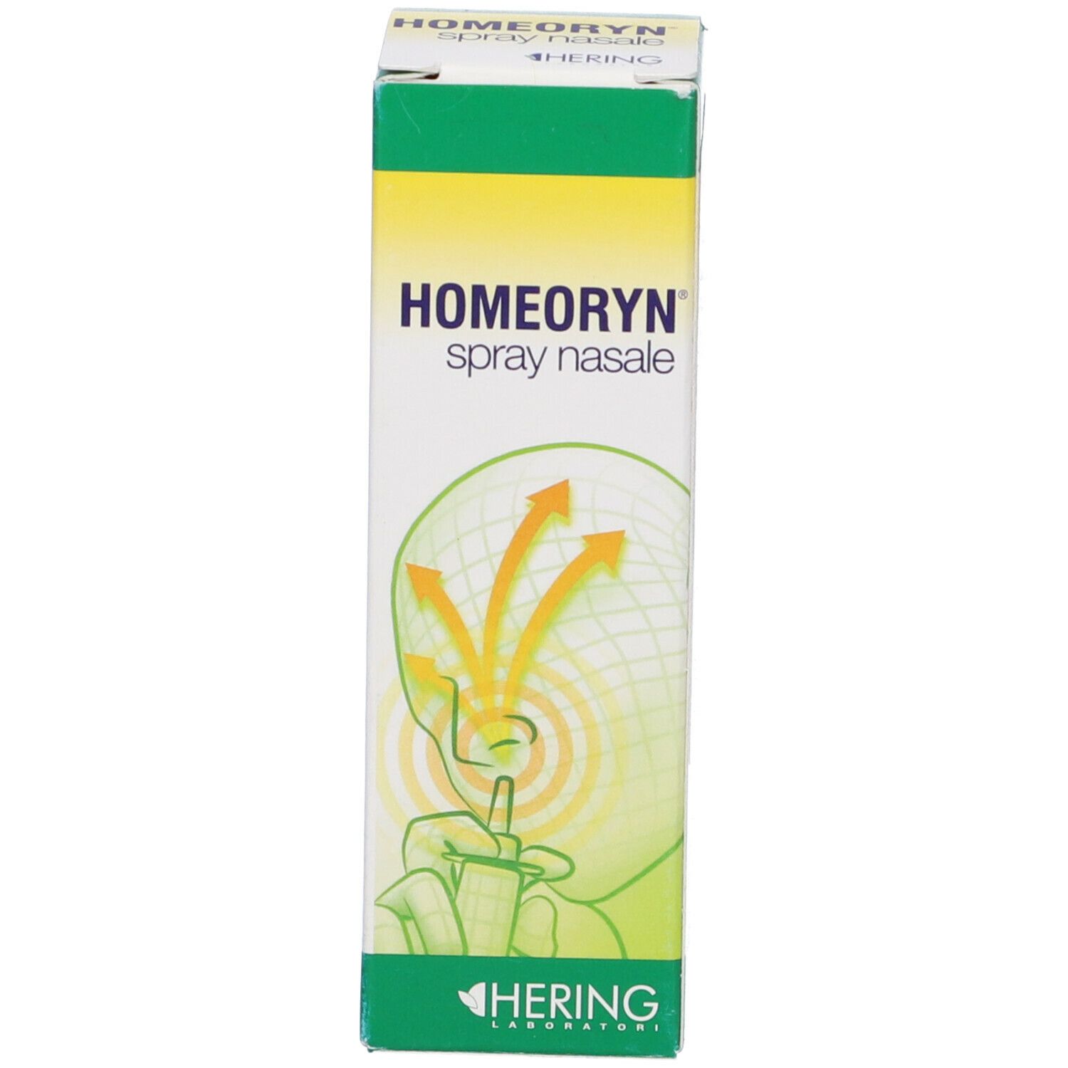 Scatola. Scritta: HOMEORYN Spray Nasale. Marchio: Hering.