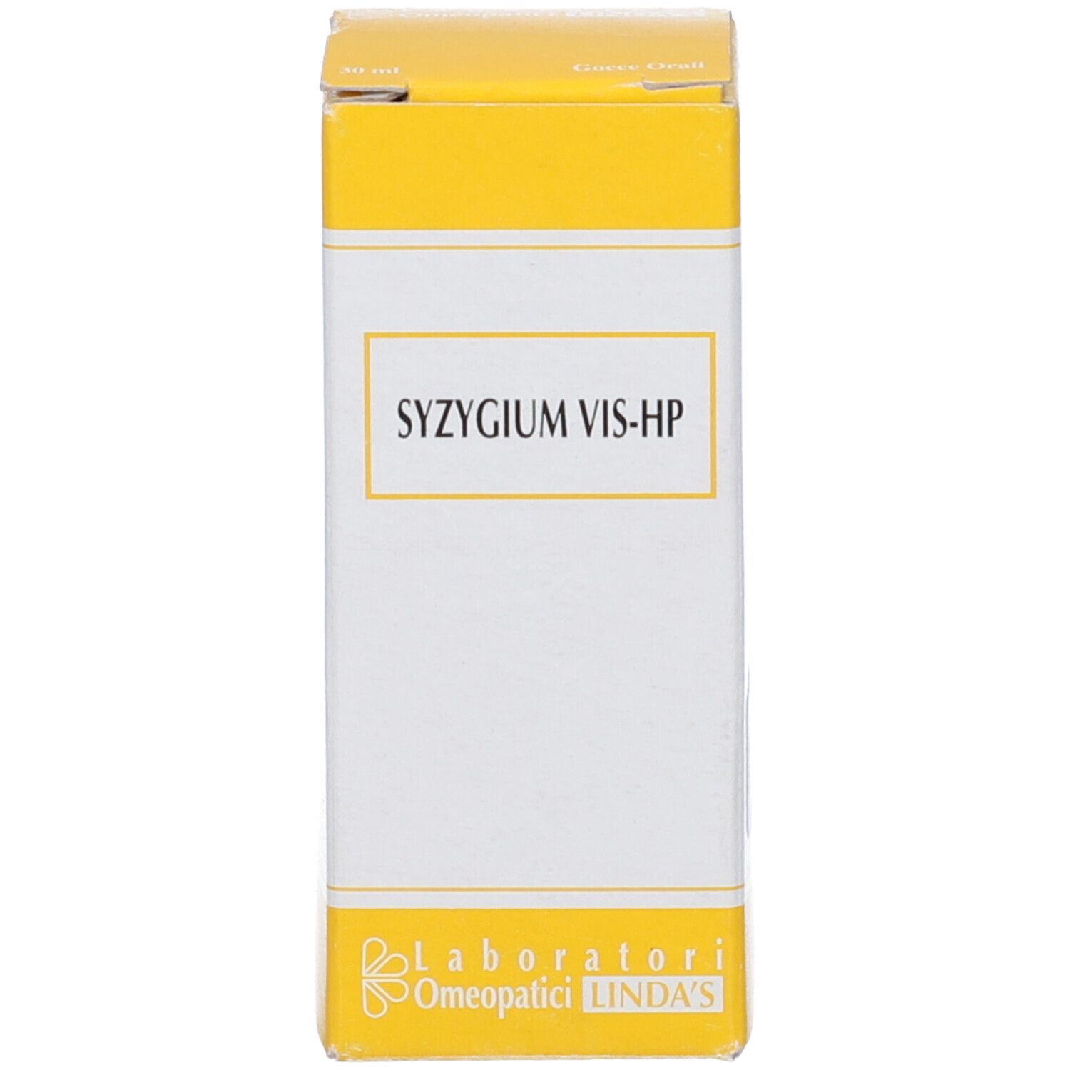 Scatola gialla con nome del prodotto. Syzygium Vis-HP.