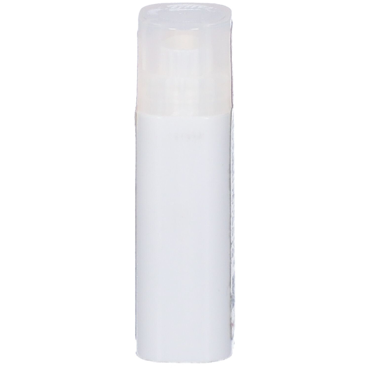 Confezione cilindrica bianca con coperchio trasparente. Nessun'altra caratteristica visibile.
