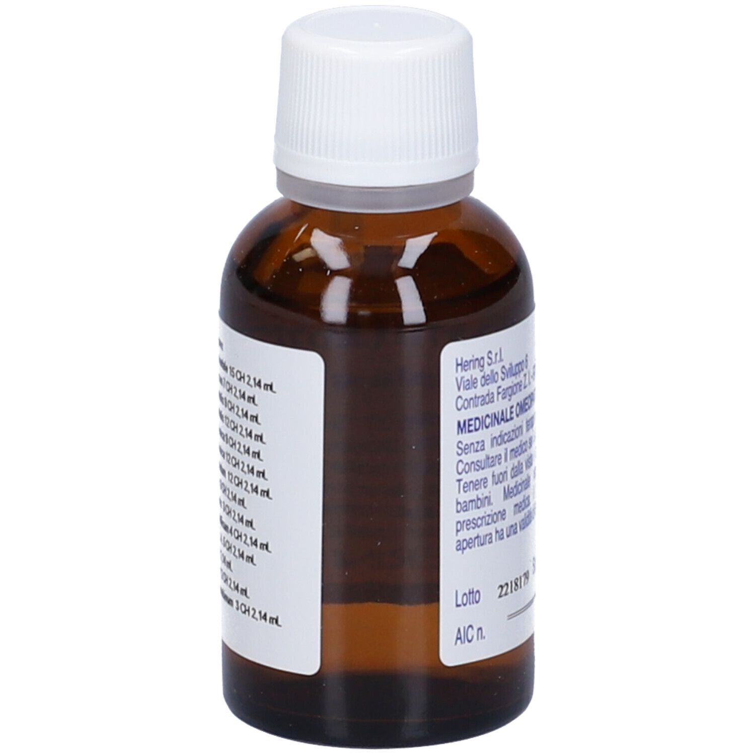 Flacone di vetro marrone con tappo bianco. L'etichetta indica 'Chromiumplus (Synergipus n. 524)' e altre informazioni.