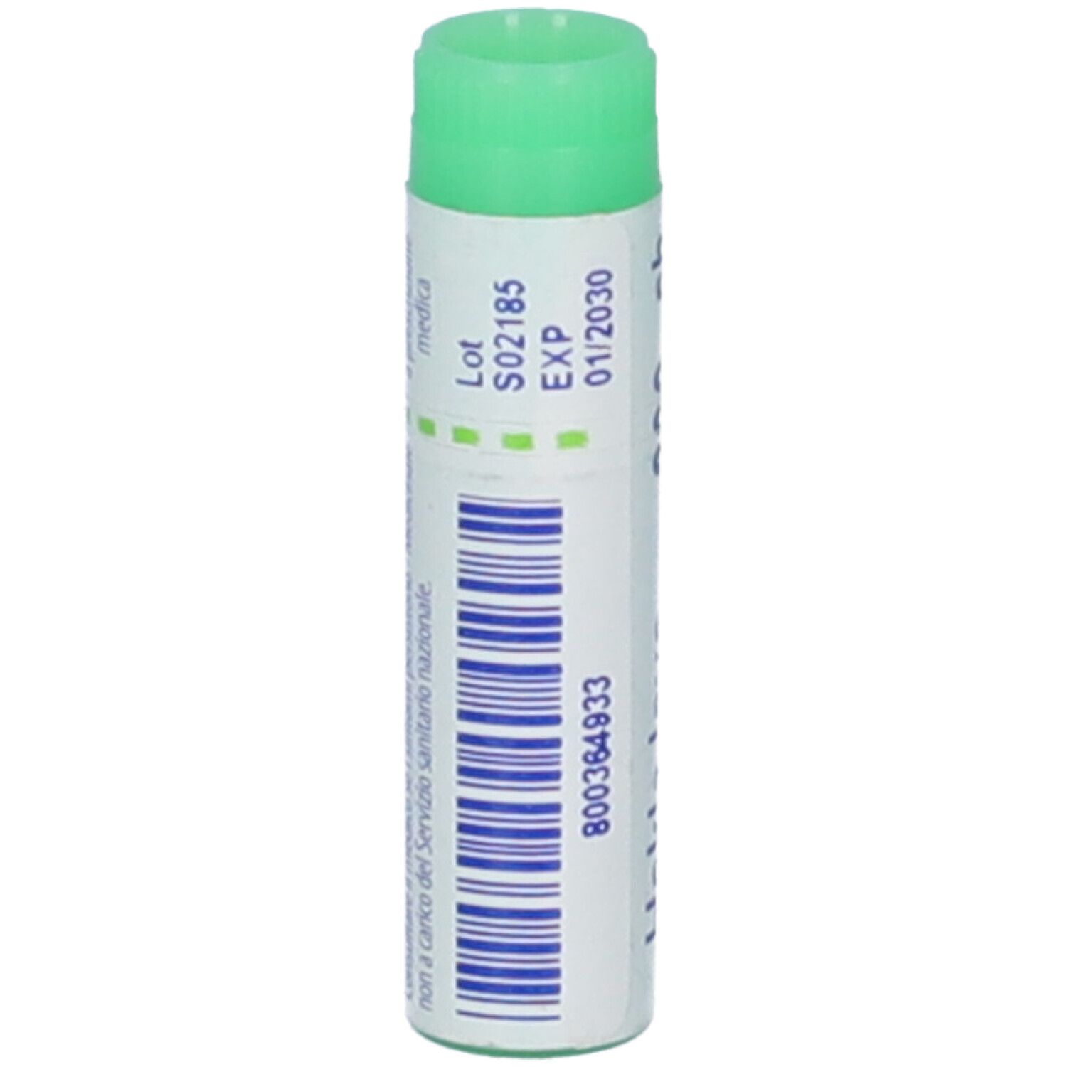 Tubo cilindrico con tappo verde. Scritta: Hekla lava, EXP 01/2030, 800364933.