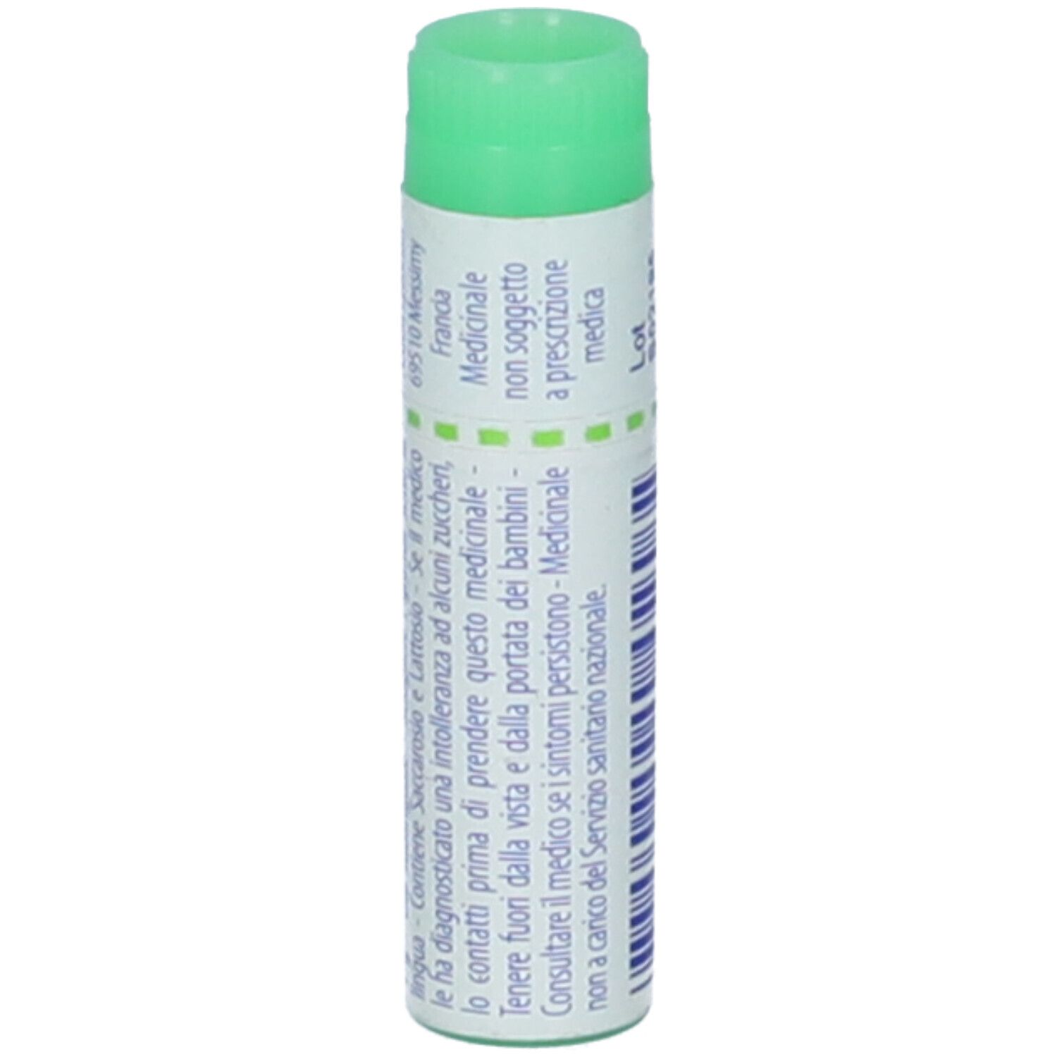 Tubo cilindrico con tappo verde. Scritta: Hekla lava, EXP 01/2030, 800364933.