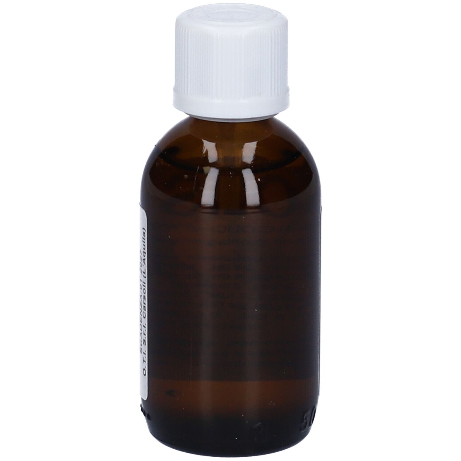 Flacone di vetro marrone con tappo bianco. Etichetta con testo: Holis 23, gocce per mucosa orale. Contiene ingredienti.