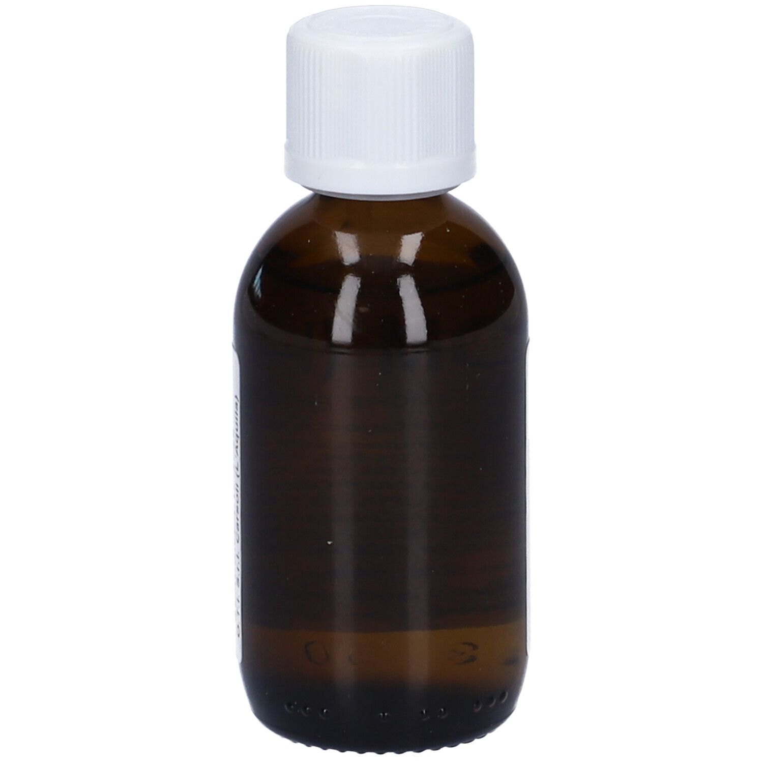 Flacone di vetro marrone con tappo bianco. Flacone contagocce.