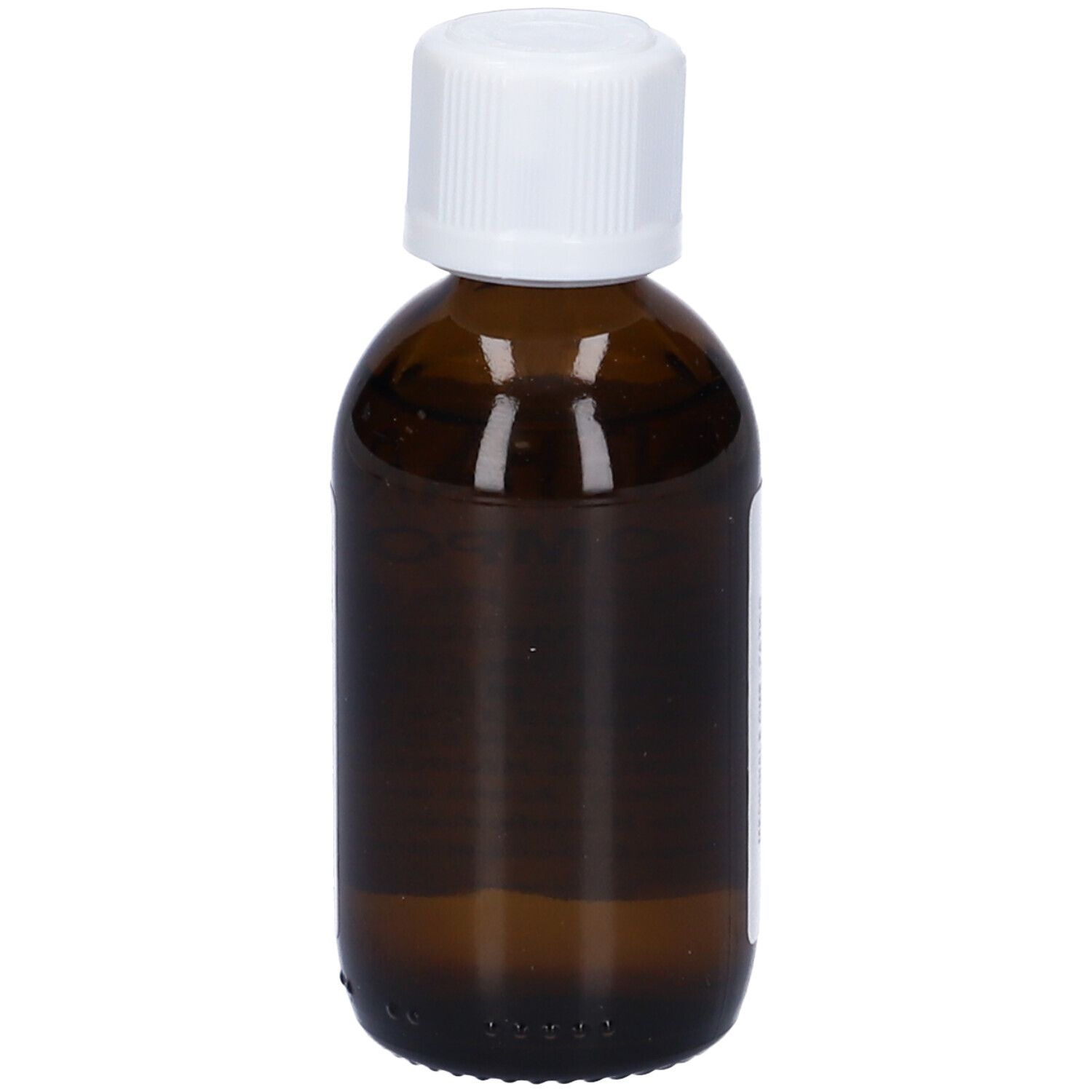 Flacone di vetro marrone con tappo bianco. Contagocce.