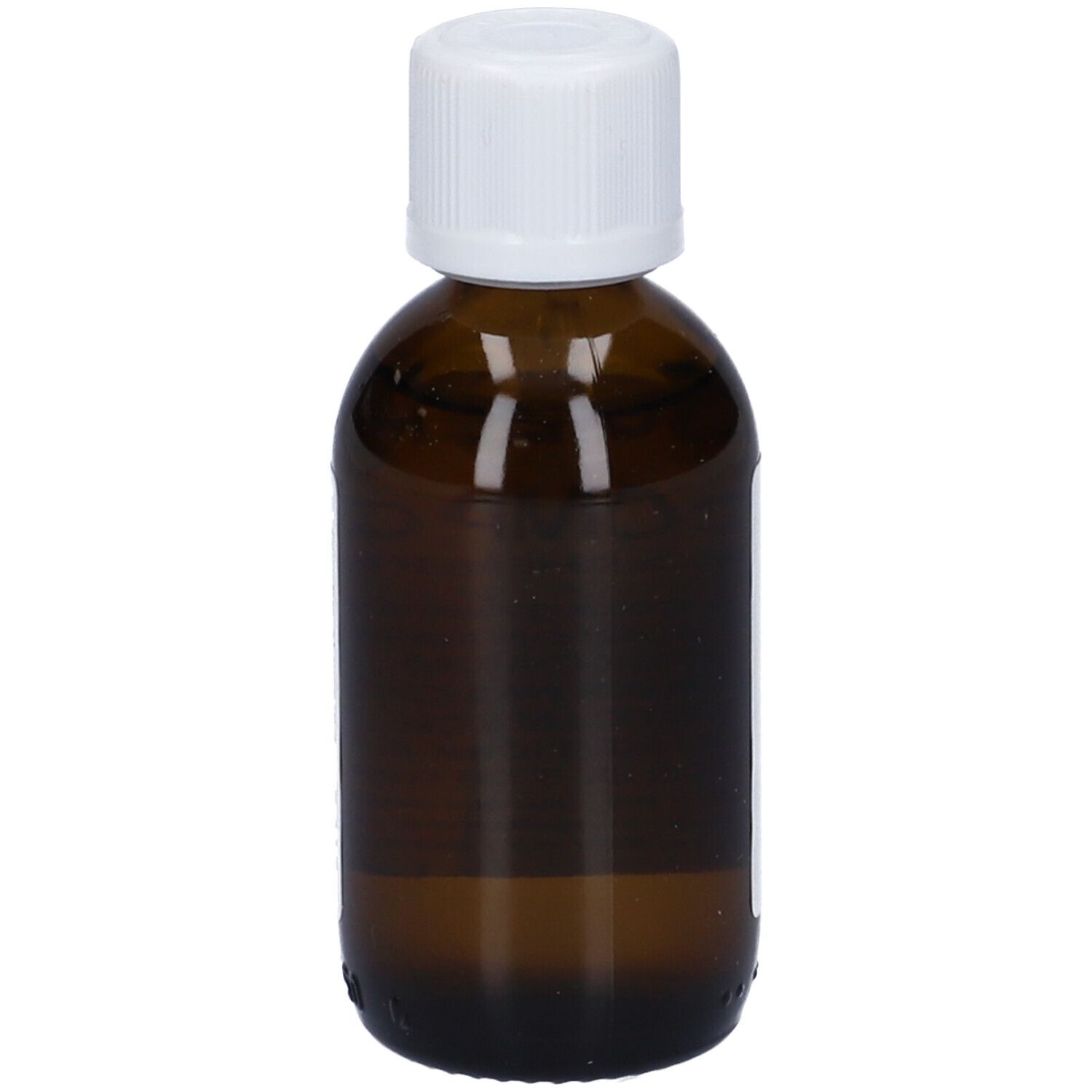 Flacone di vetro marrone con tappo bianco ed etichetta. Scilla Oti Composto, gocce.