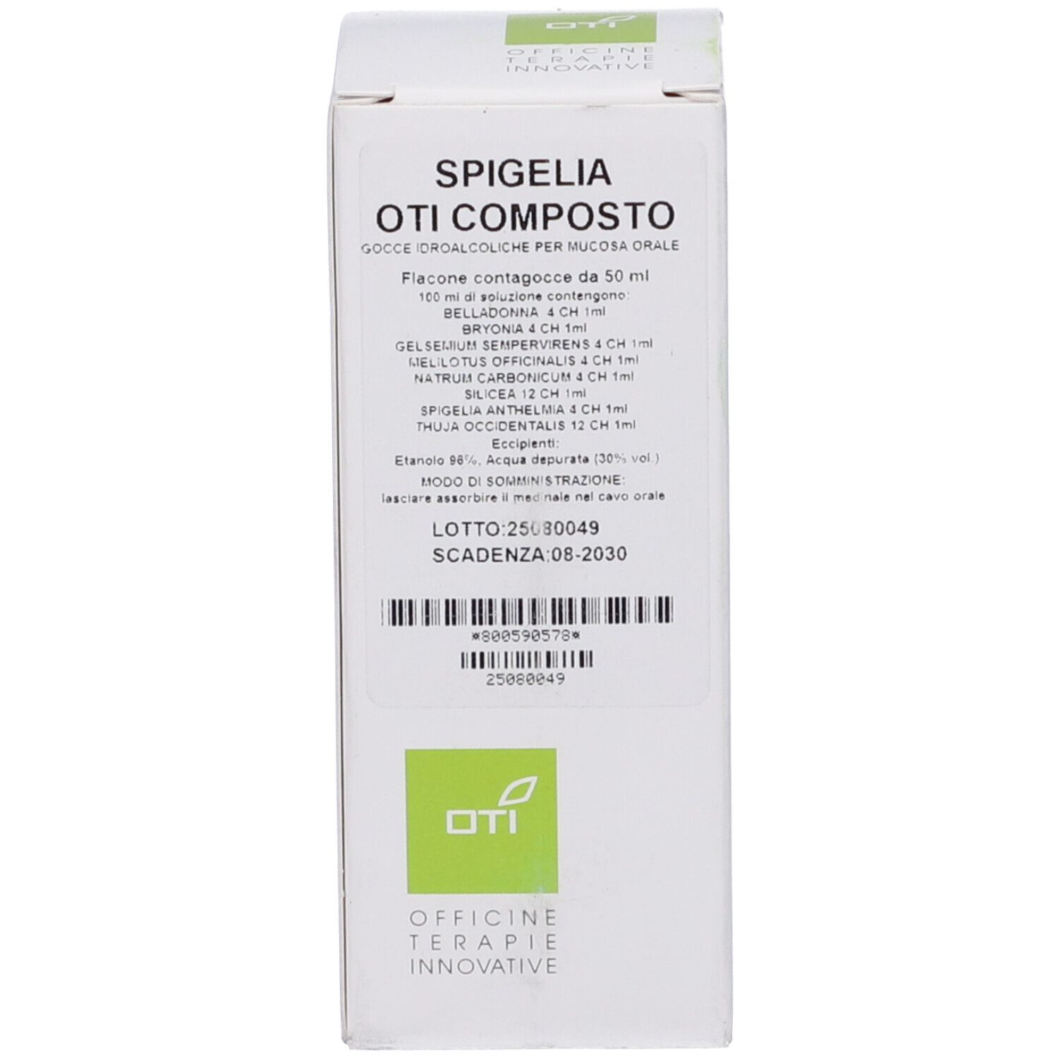 Confezione del prodotto. Scatola bianca con nome e informazioni. Logo del produttore.