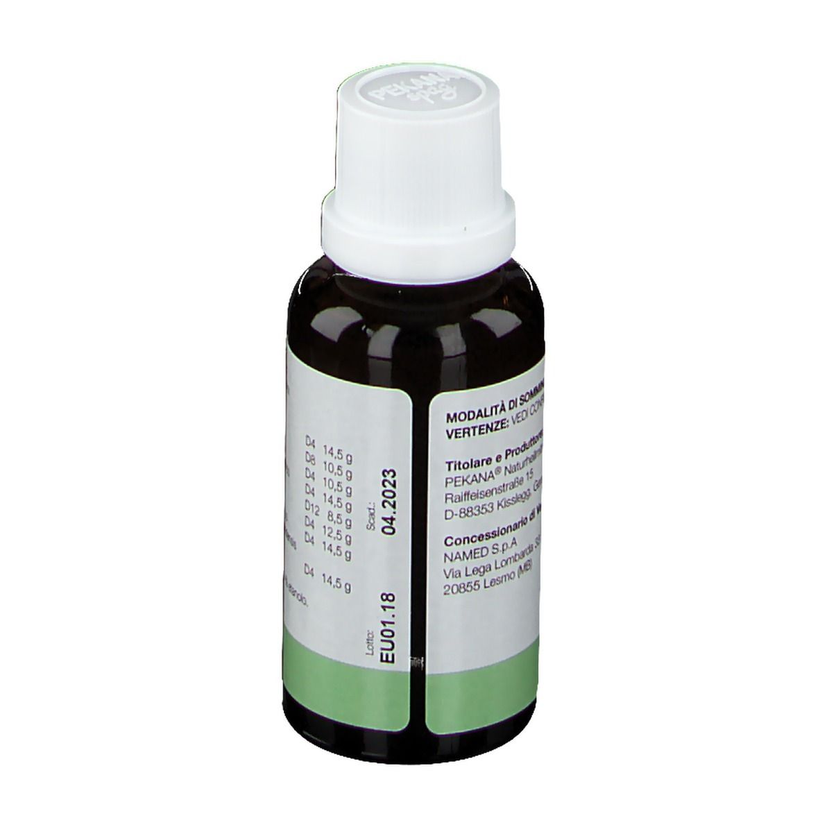 Flacone marrone con tappo bianco. Scritta: KLIFEM, Gocce orali. Scadenza 04.2023.